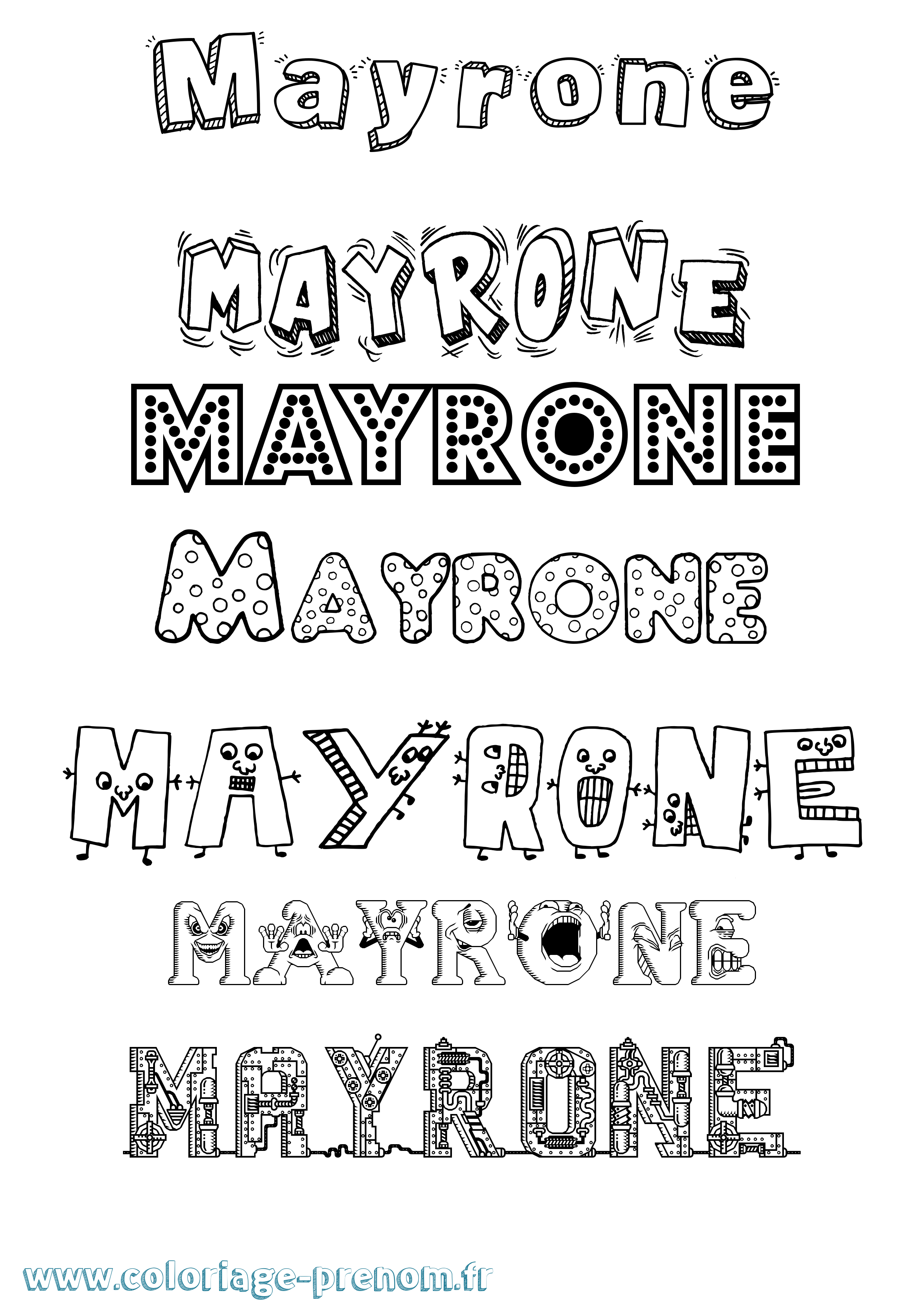 Coloriage prénom Mayrone Fun