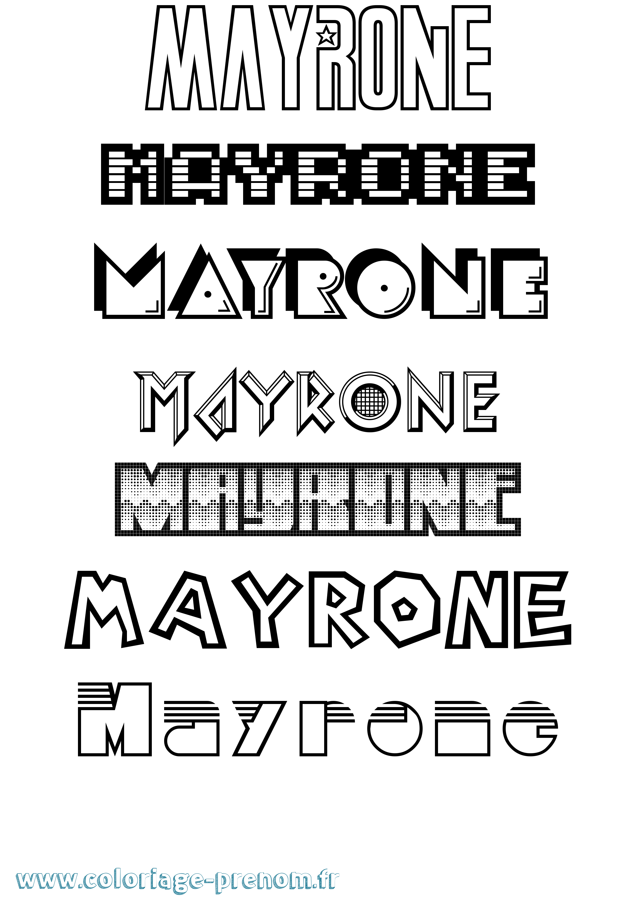 Coloriage prénom Mayrone Jeux Vidéos