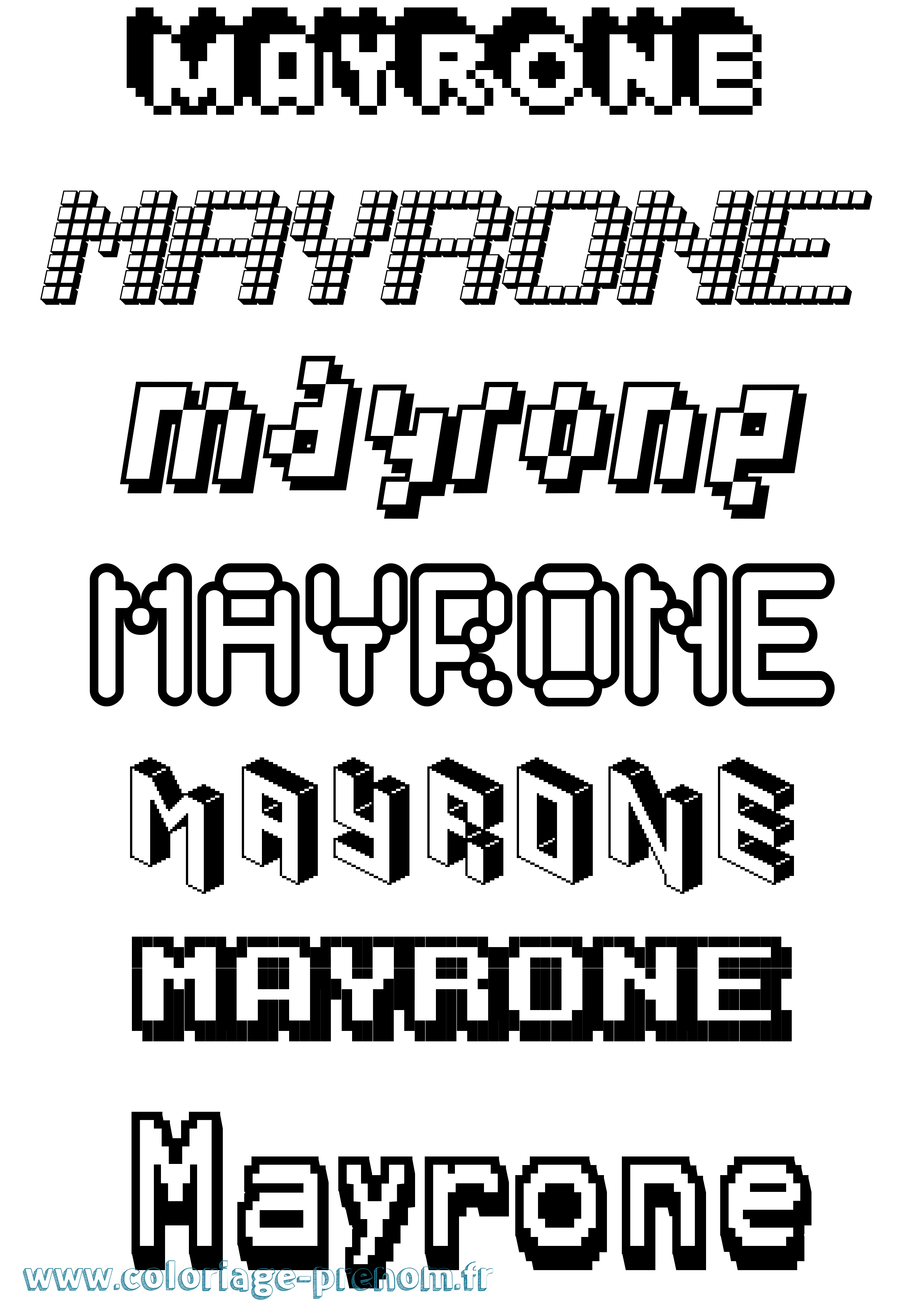 Coloriage prénom Mayrone Pixel