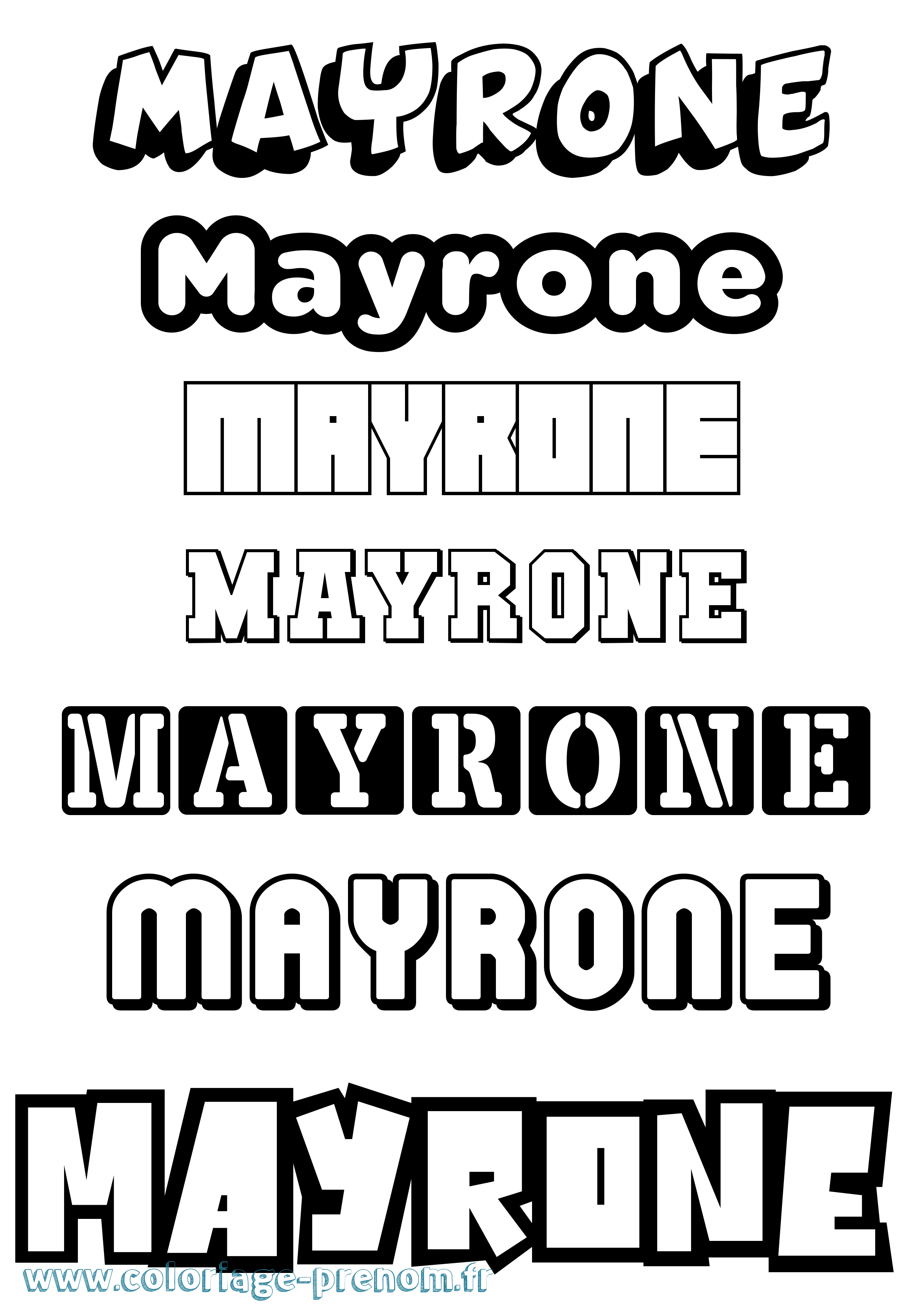 Coloriage prénom Mayrone Simple