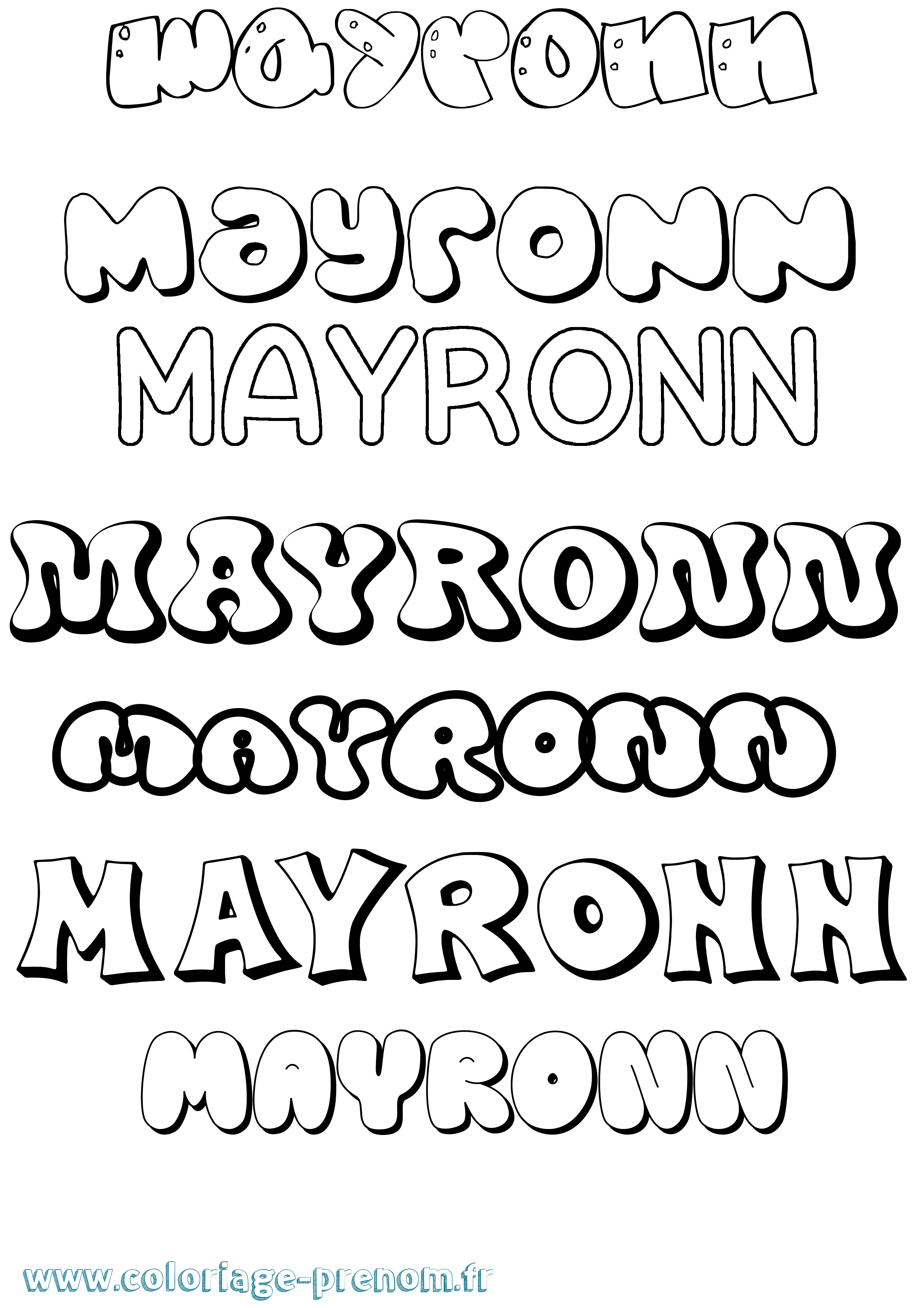 Coloriage prénom Mayronn Bubble