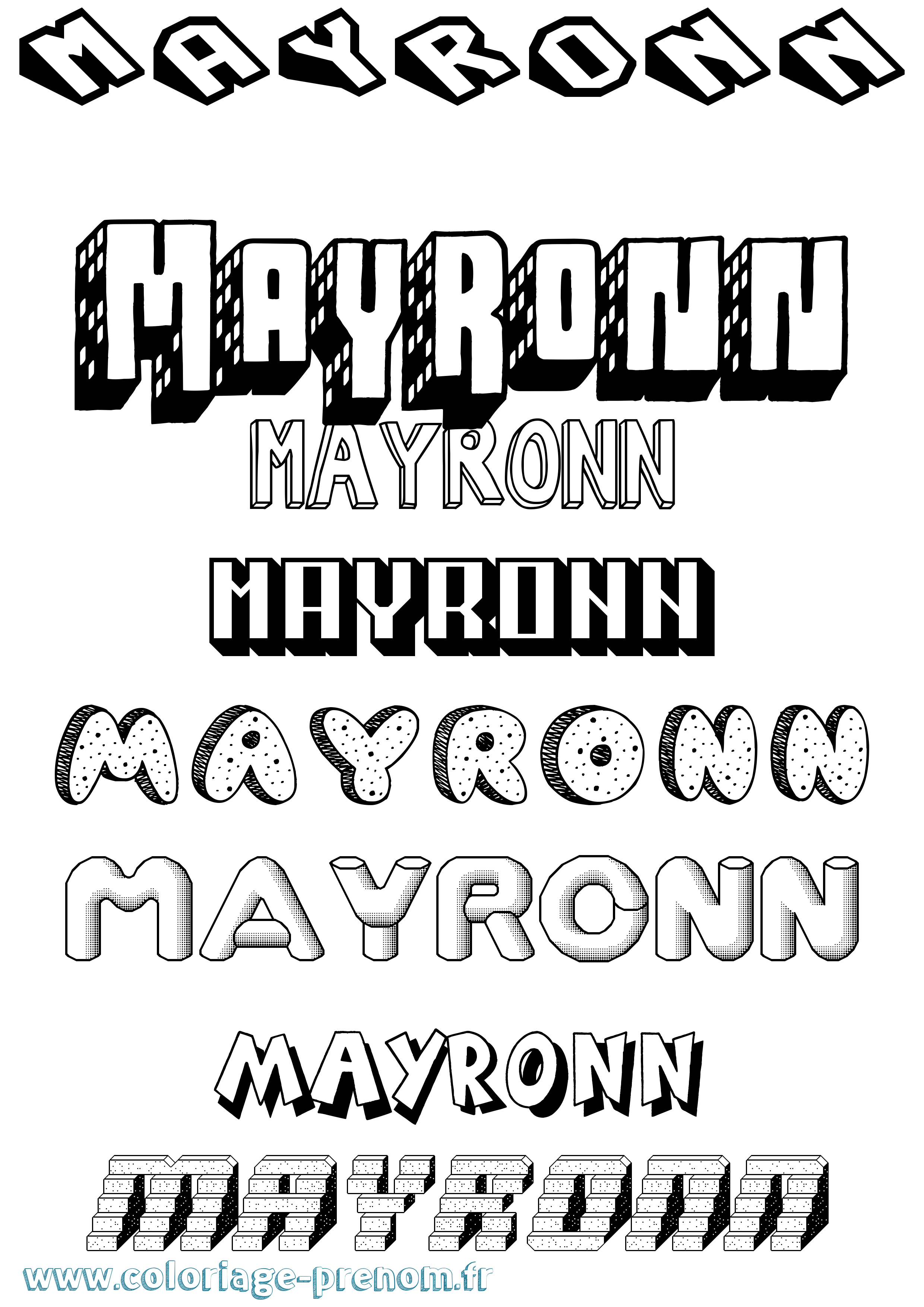 Coloriage prénom Mayronn Effet 3D