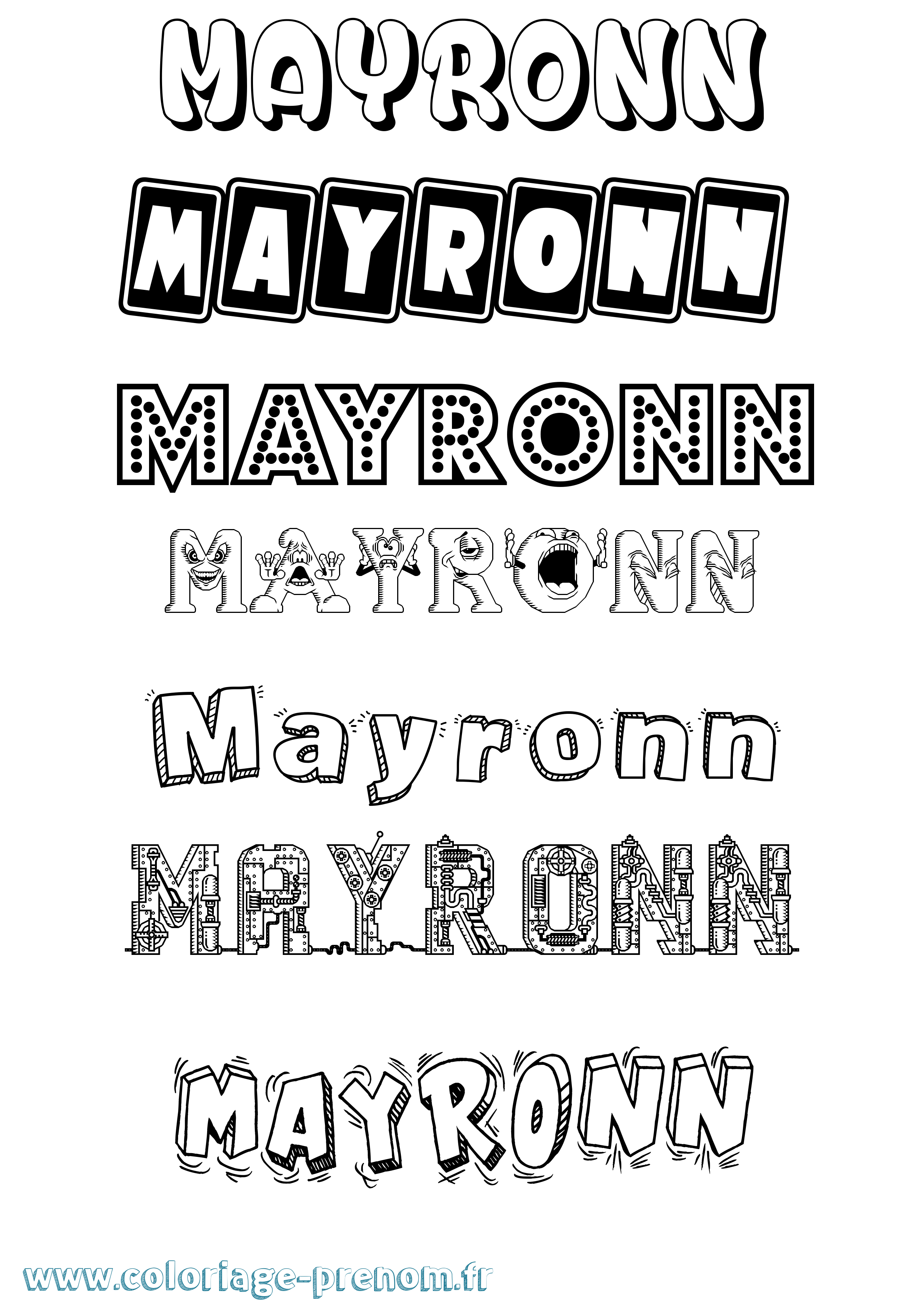 Coloriage prénom Mayronn Fun