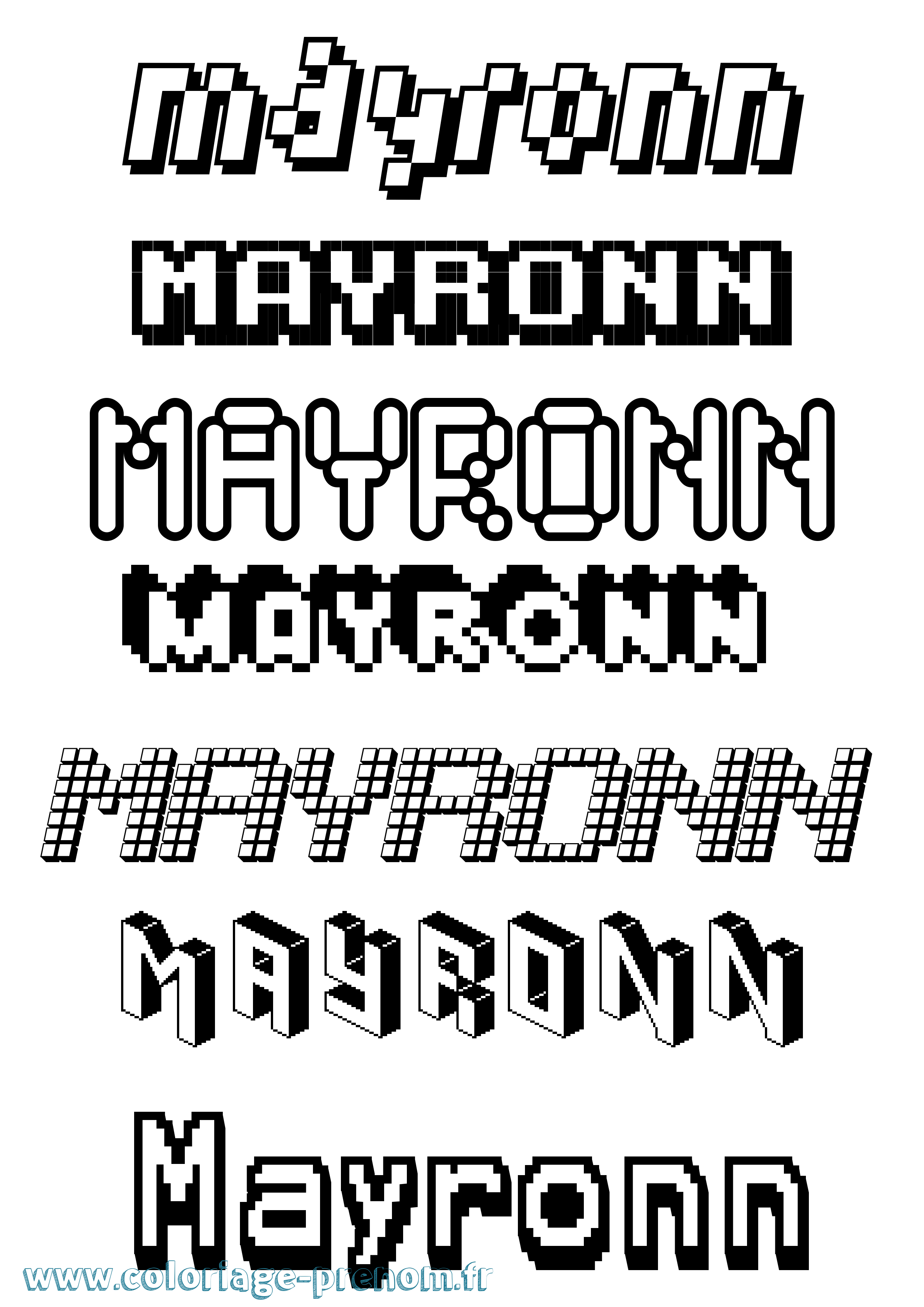 Coloriage prénom Mayronn Pixel