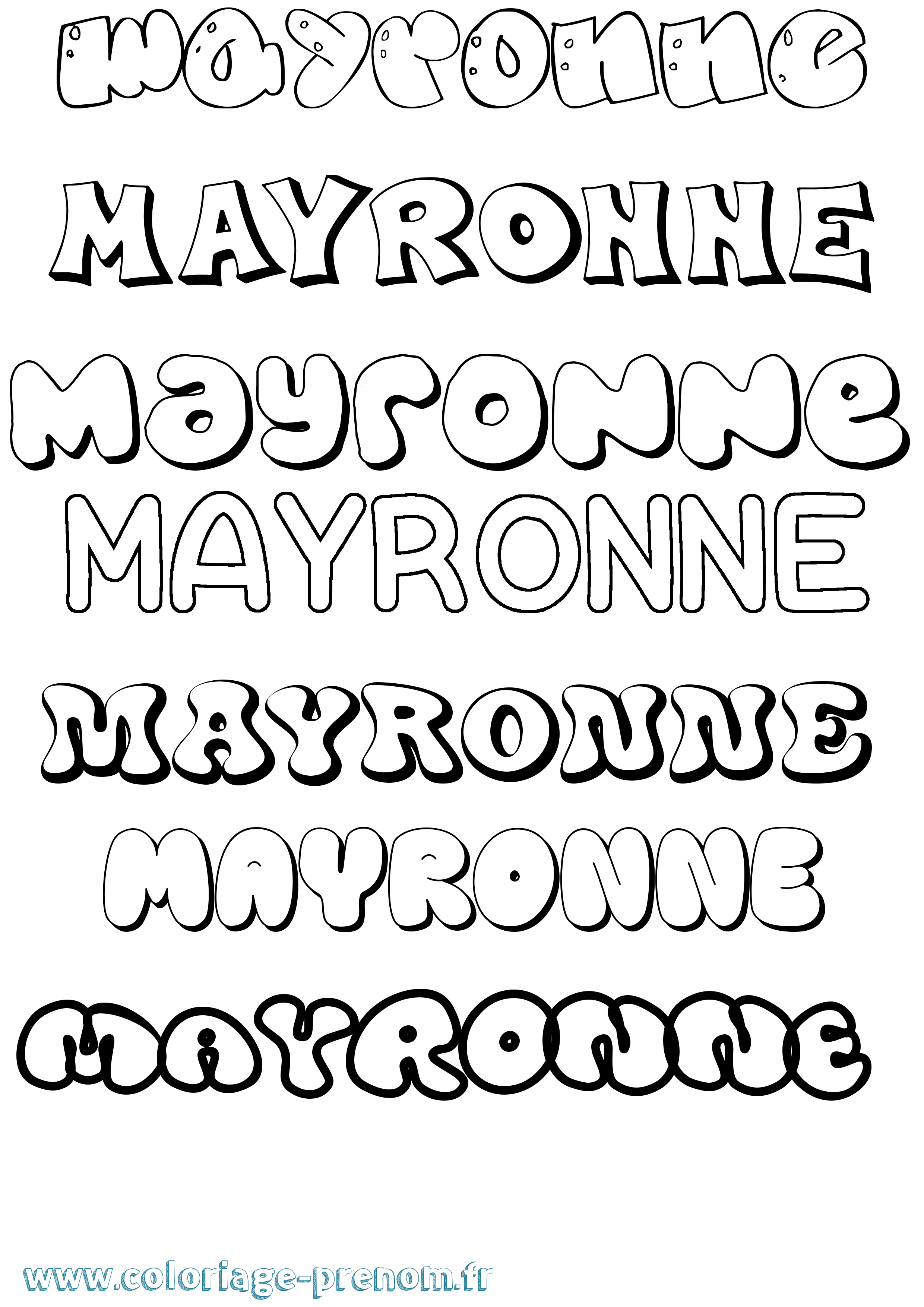 Coloriage prénom Mayronne Bubble