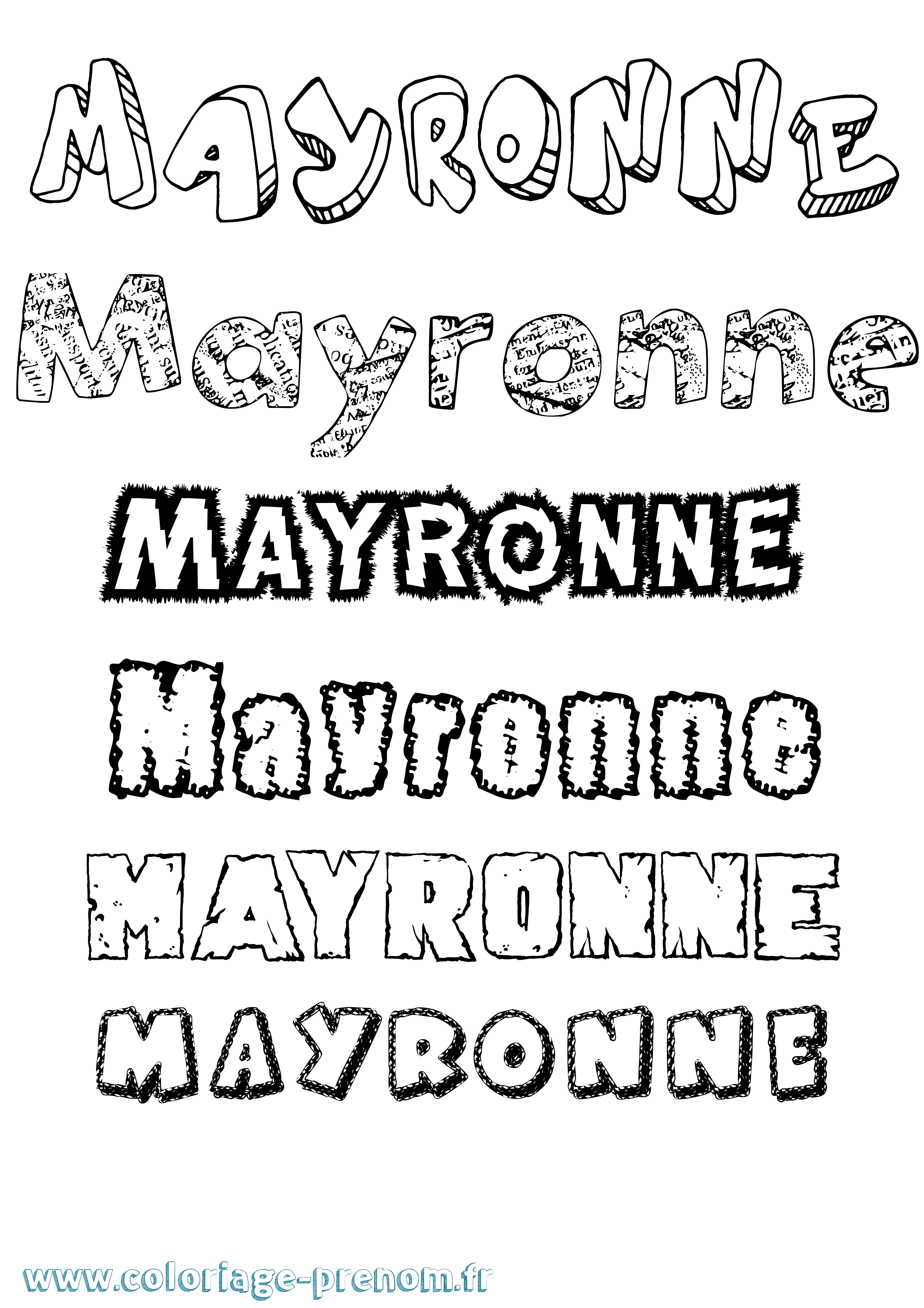 Coloriage prénom Mayronne Destructuré