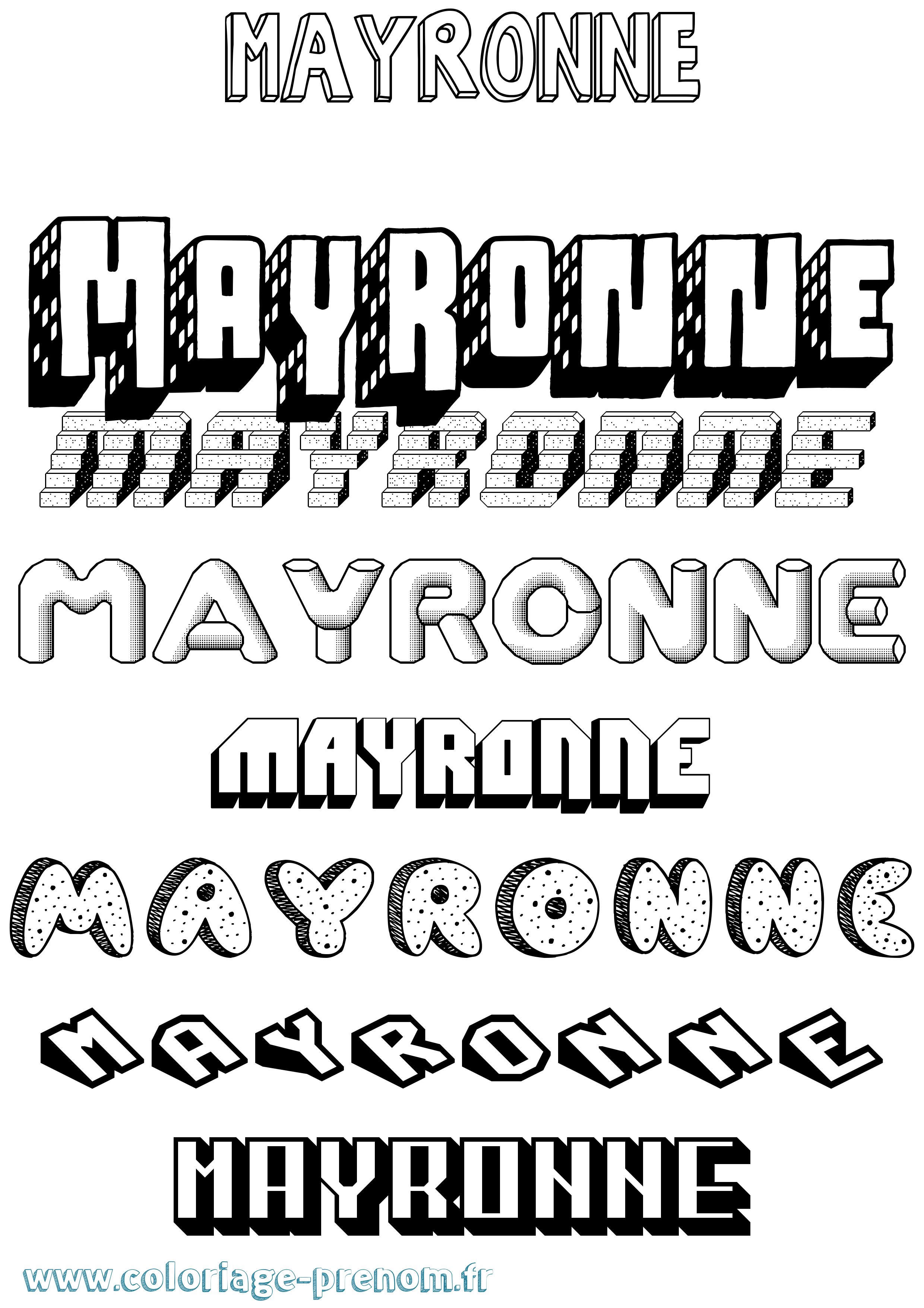 Coloriage prénom Mayronne Effet 3D
