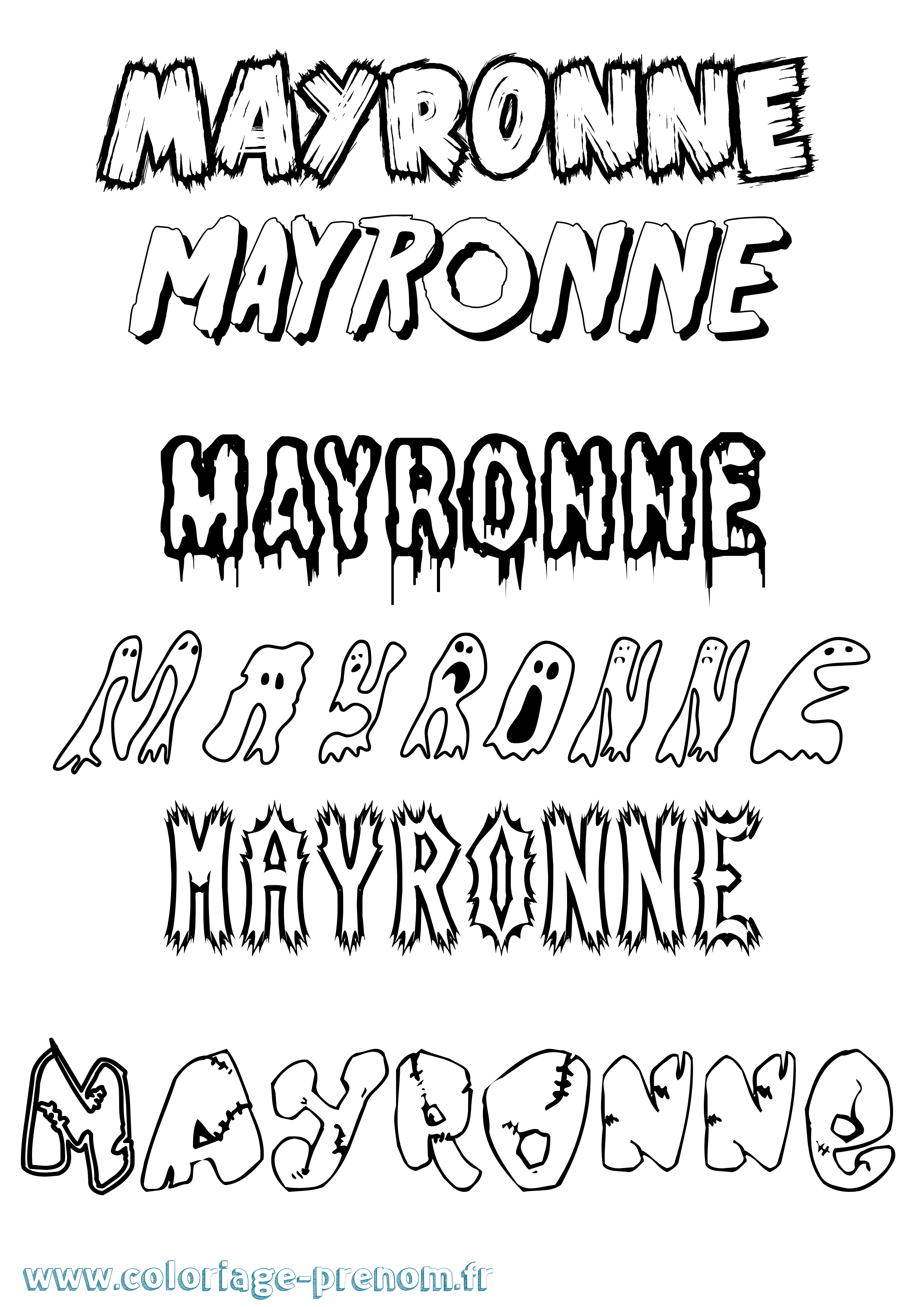 Coloriage prénom Mayronne Frisson