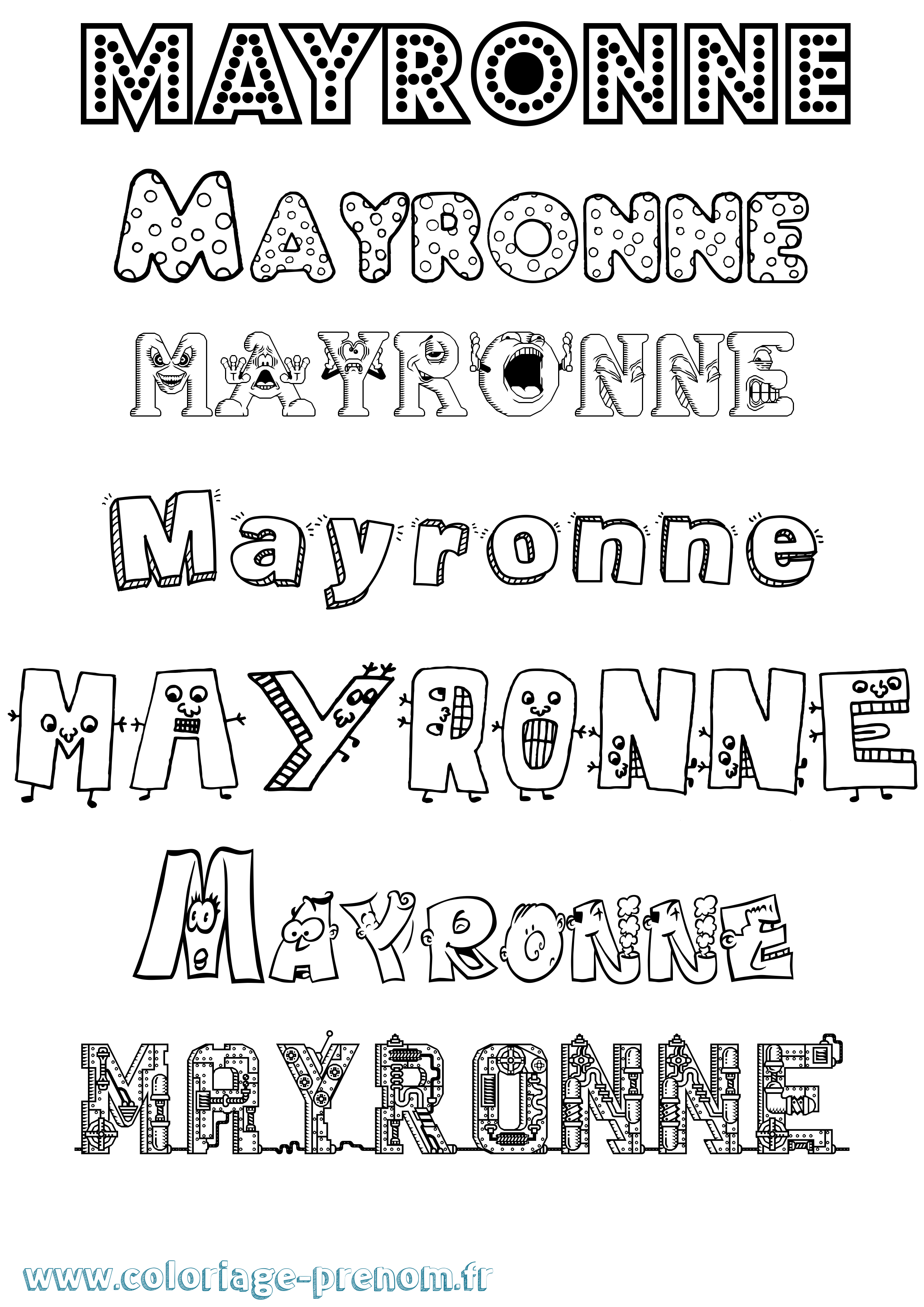 Coloriage prénom Mayronne Fun