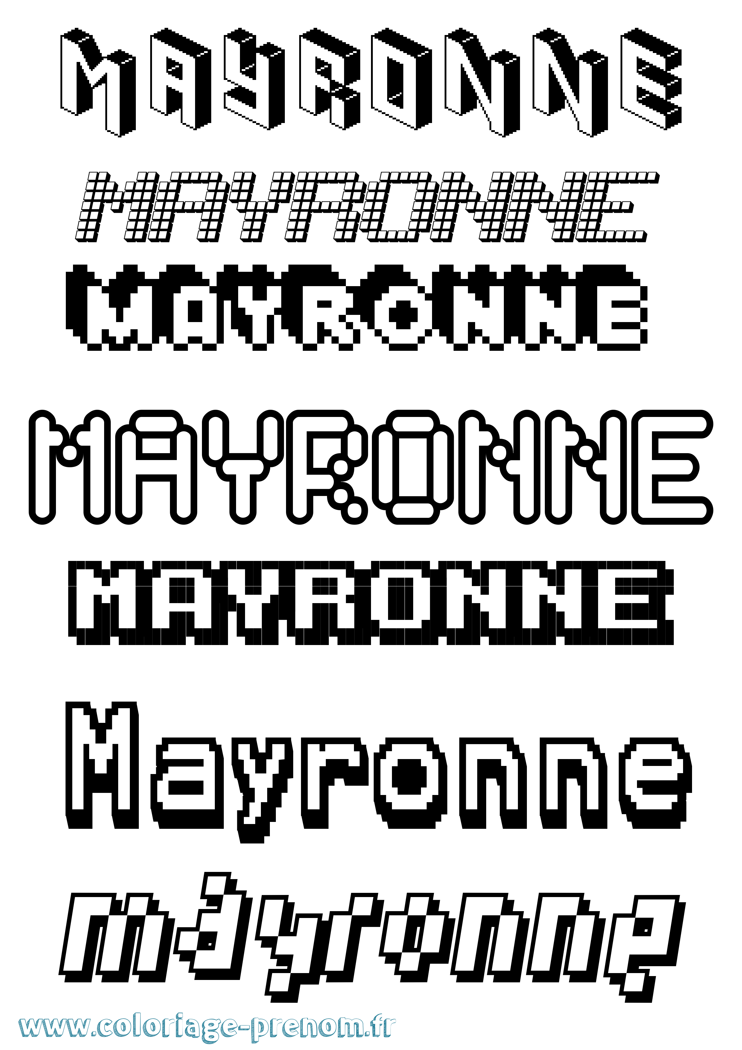 Coloriage prénom Mayronne Pixel