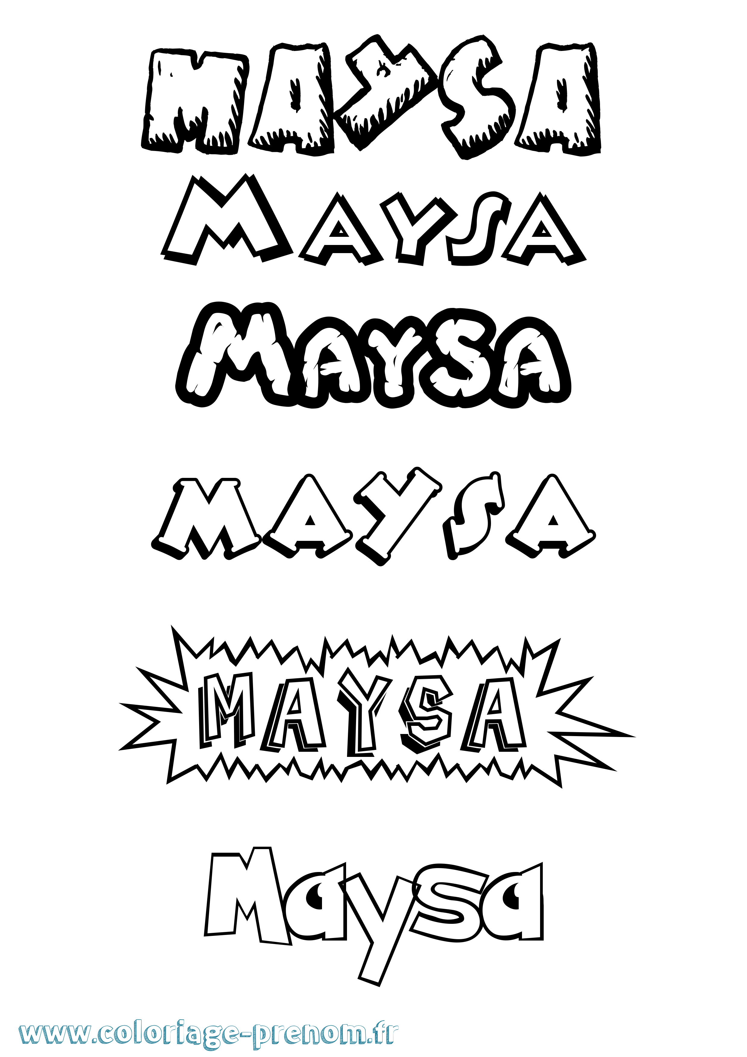 Coloriage prénom Maysa Dessin Animé