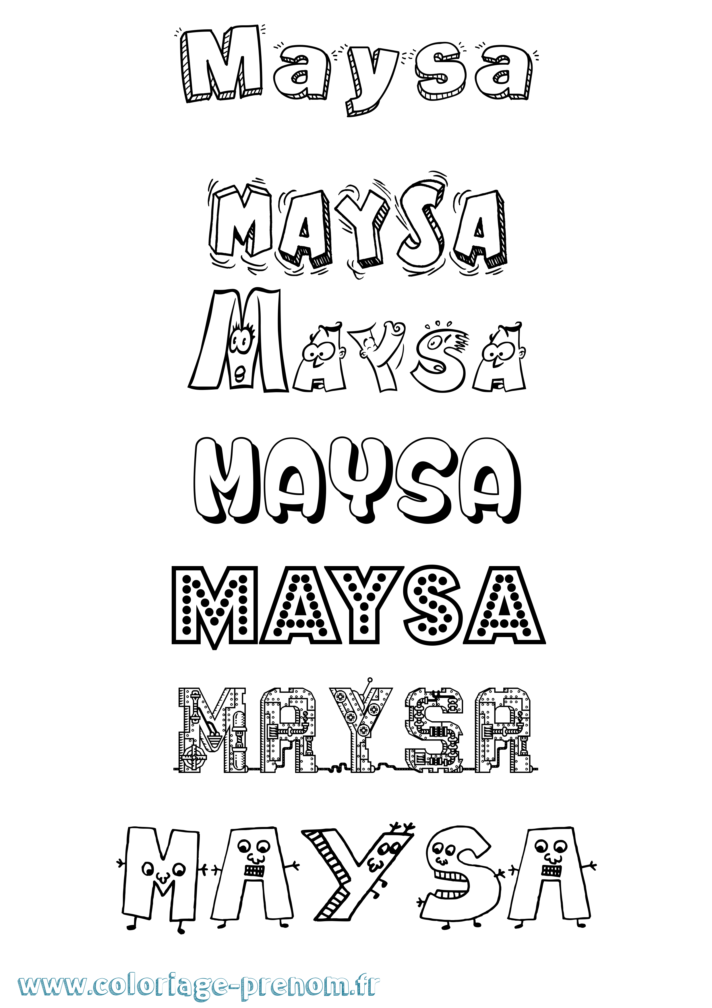 Coloriage prénom Maysa Fun