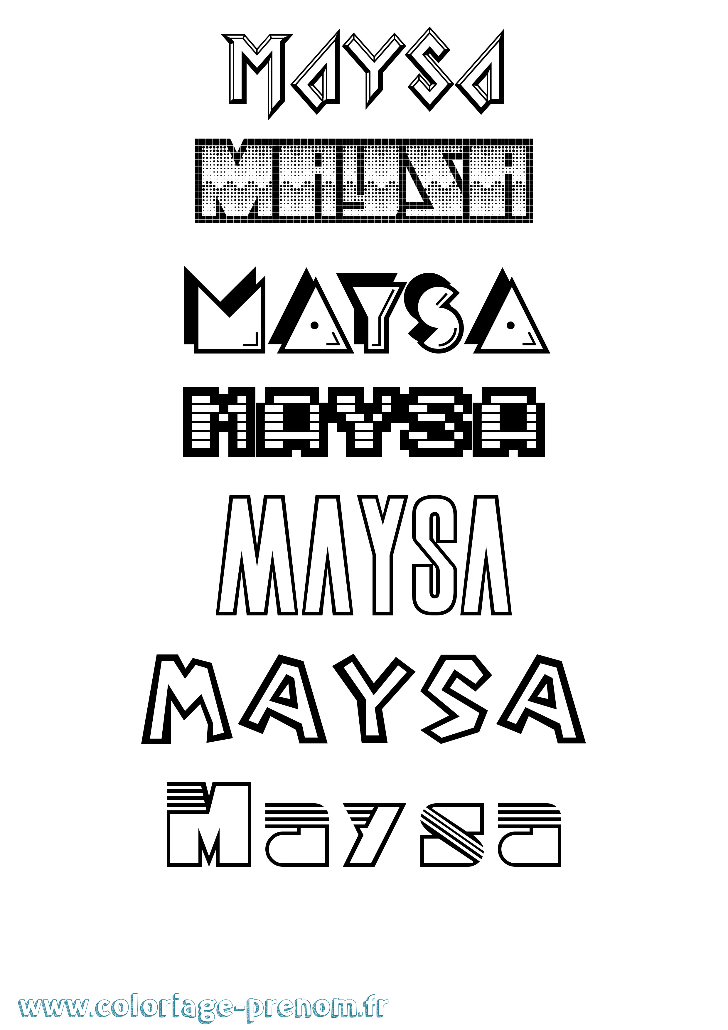 Coloriage prénom Maysa Jeux Vidéos
