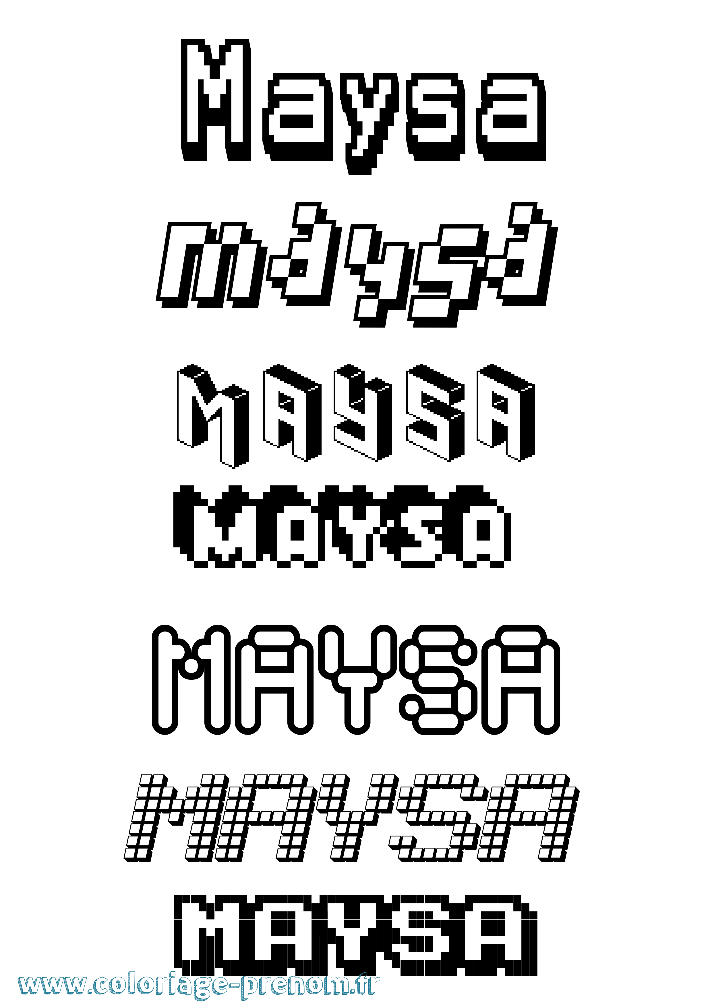 Coloriage prénom Maysa Pixel
