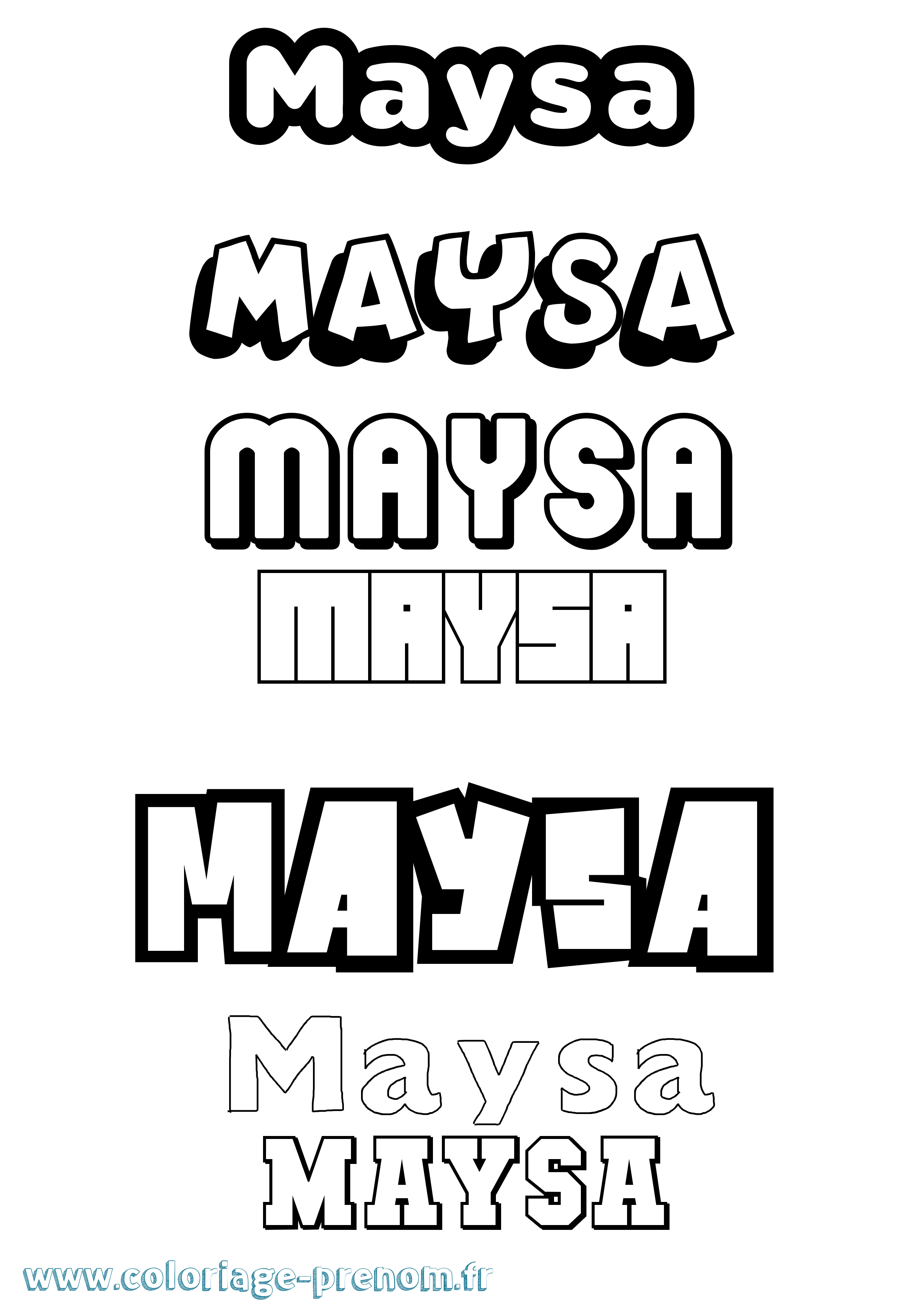 Coloriage prénom Maysa Simple