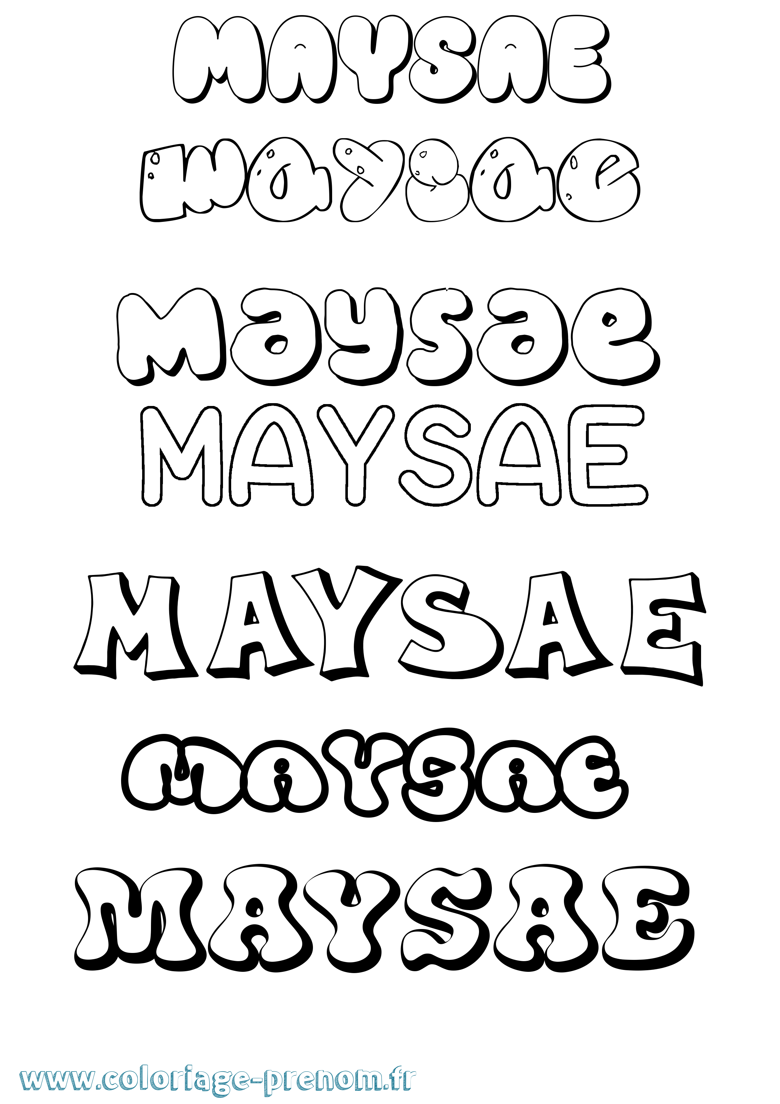 Coloriage prénom Maysae Bubble
