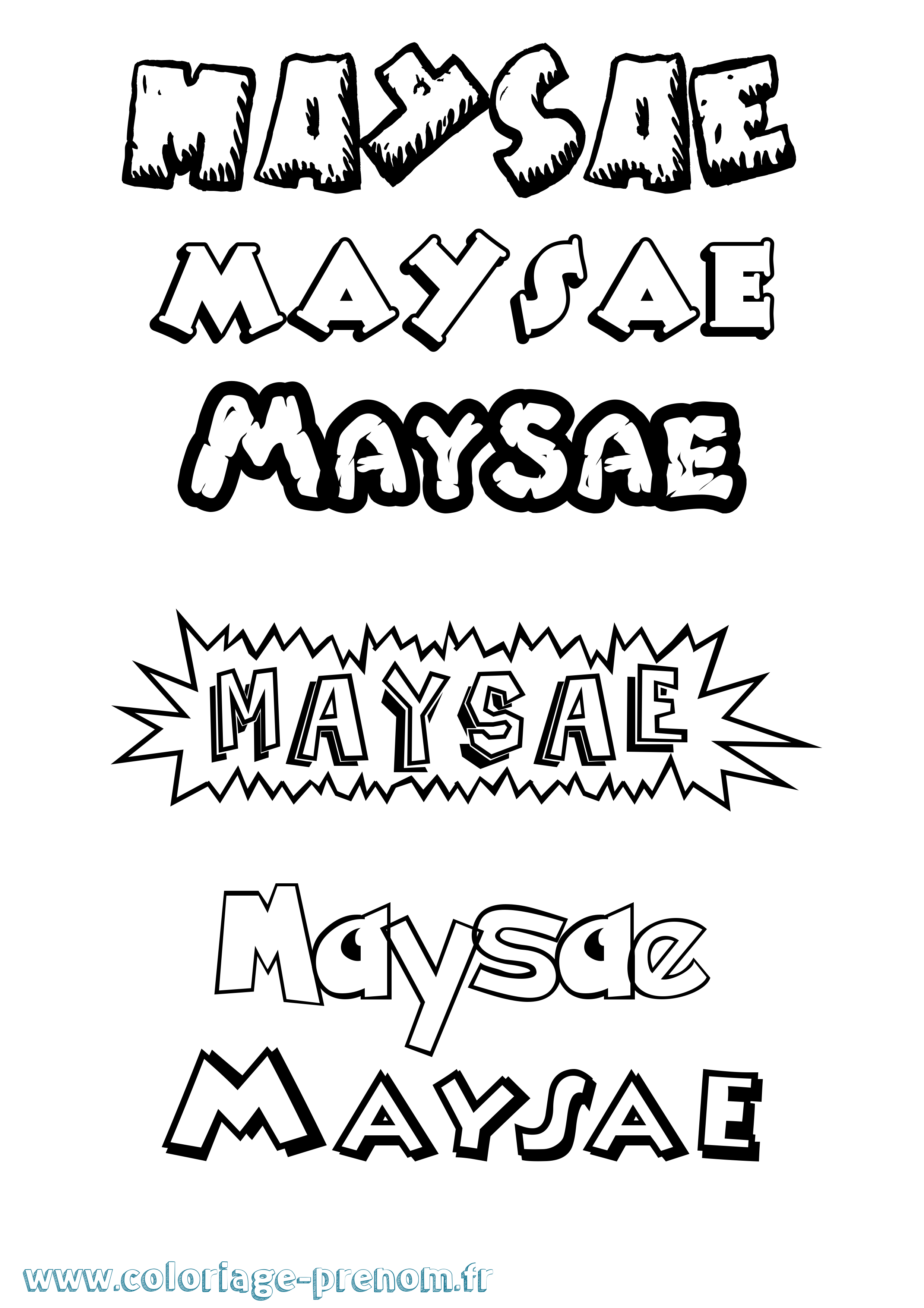 Coloriage prénom Maysae Dessin Animé