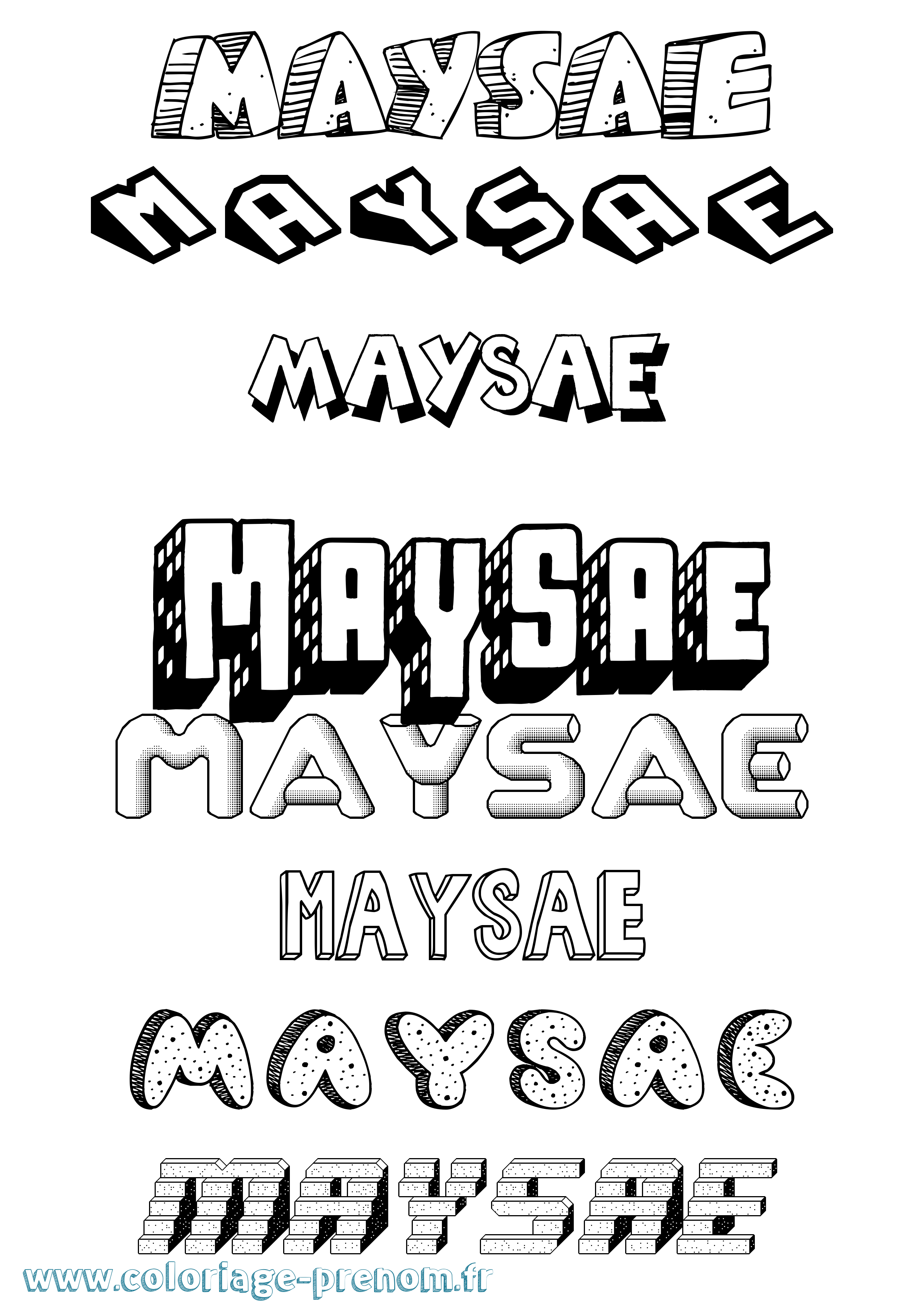 Coloriage prénom Maysae Effet 3D