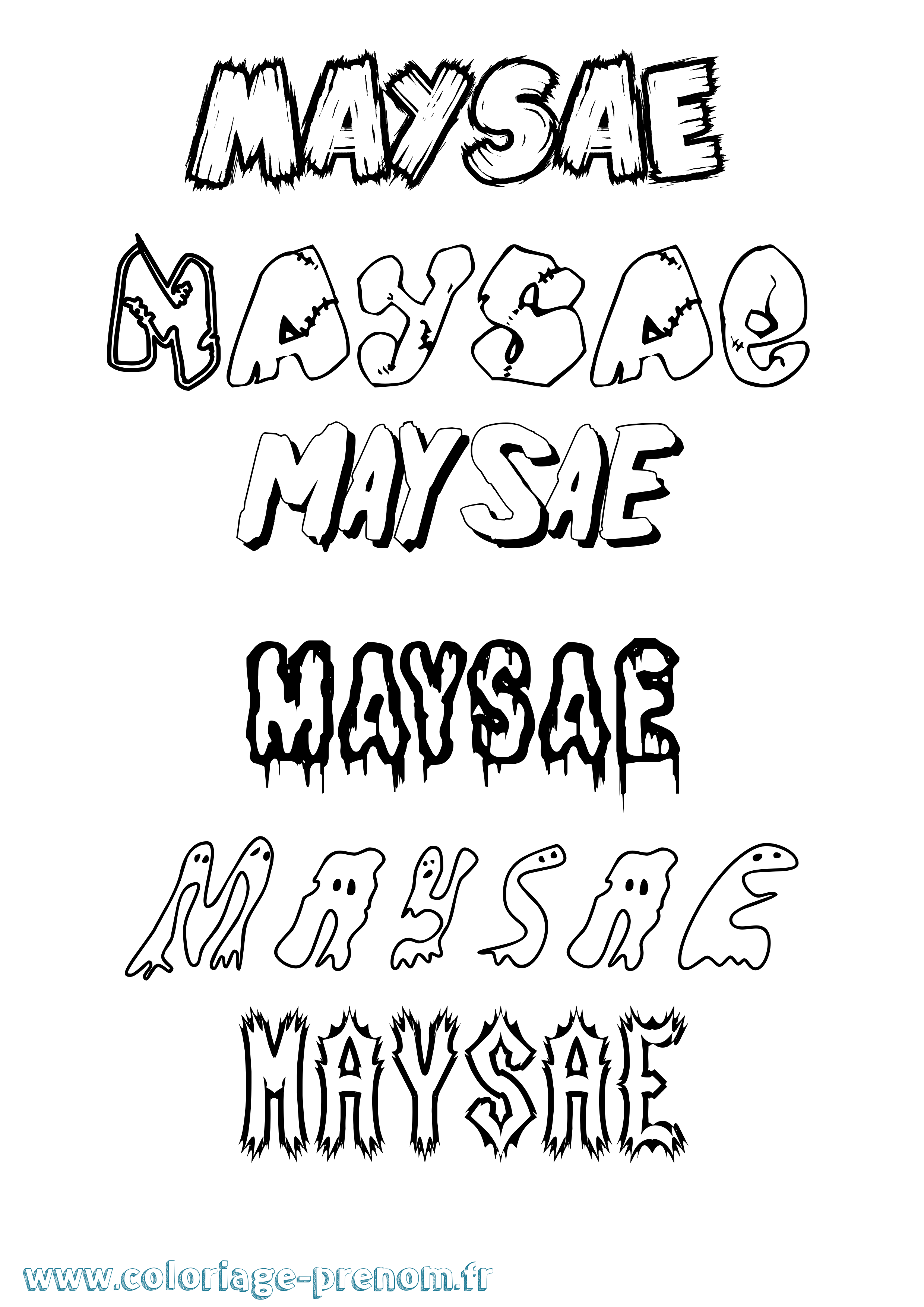 Coloriage prénom Maysae Frisson
