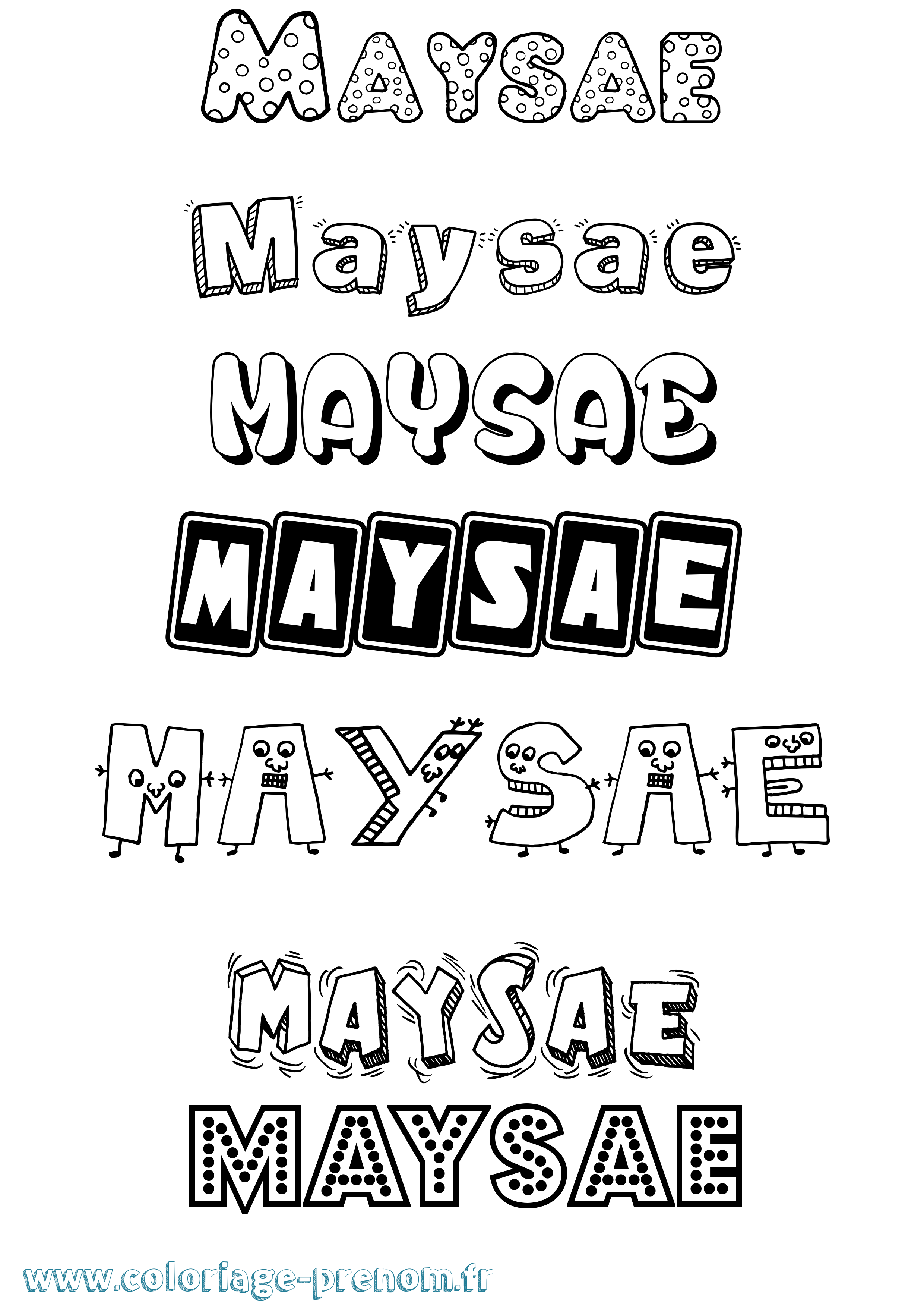 Coloriage prénom Maysae Fun