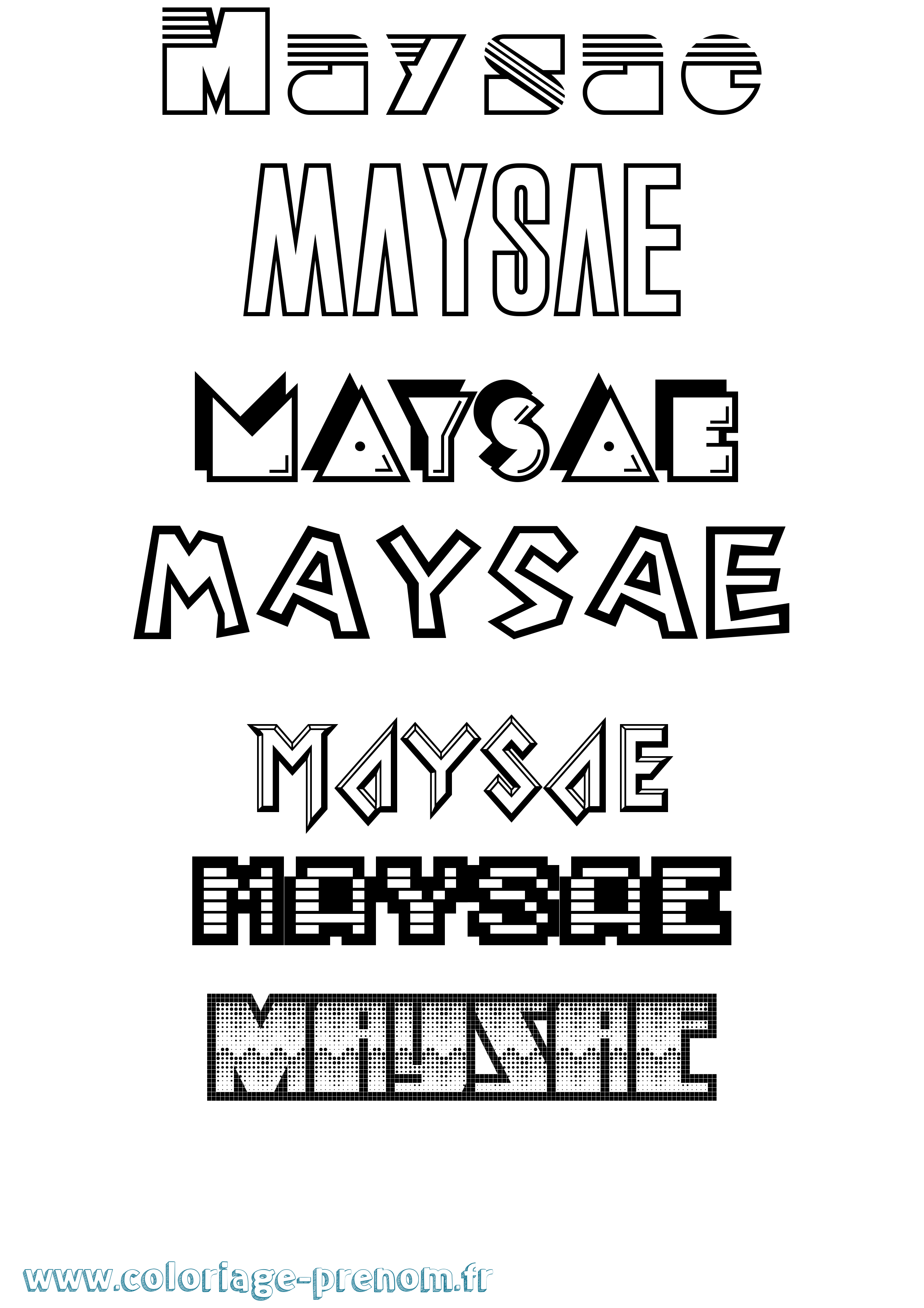 Coloriage prénom Maysae Jeux Vidéos