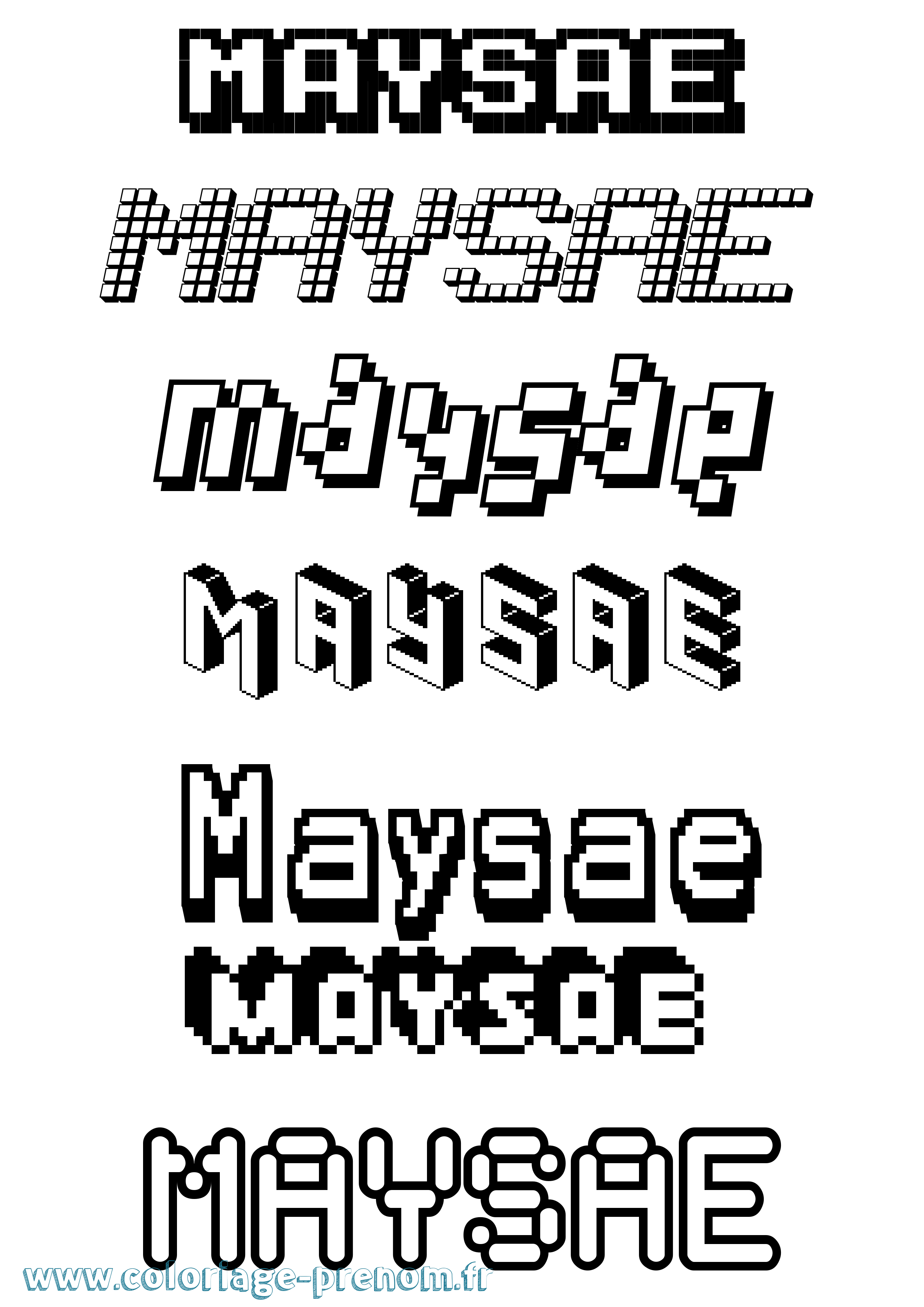 Coloriage prénom Maysae Pixel