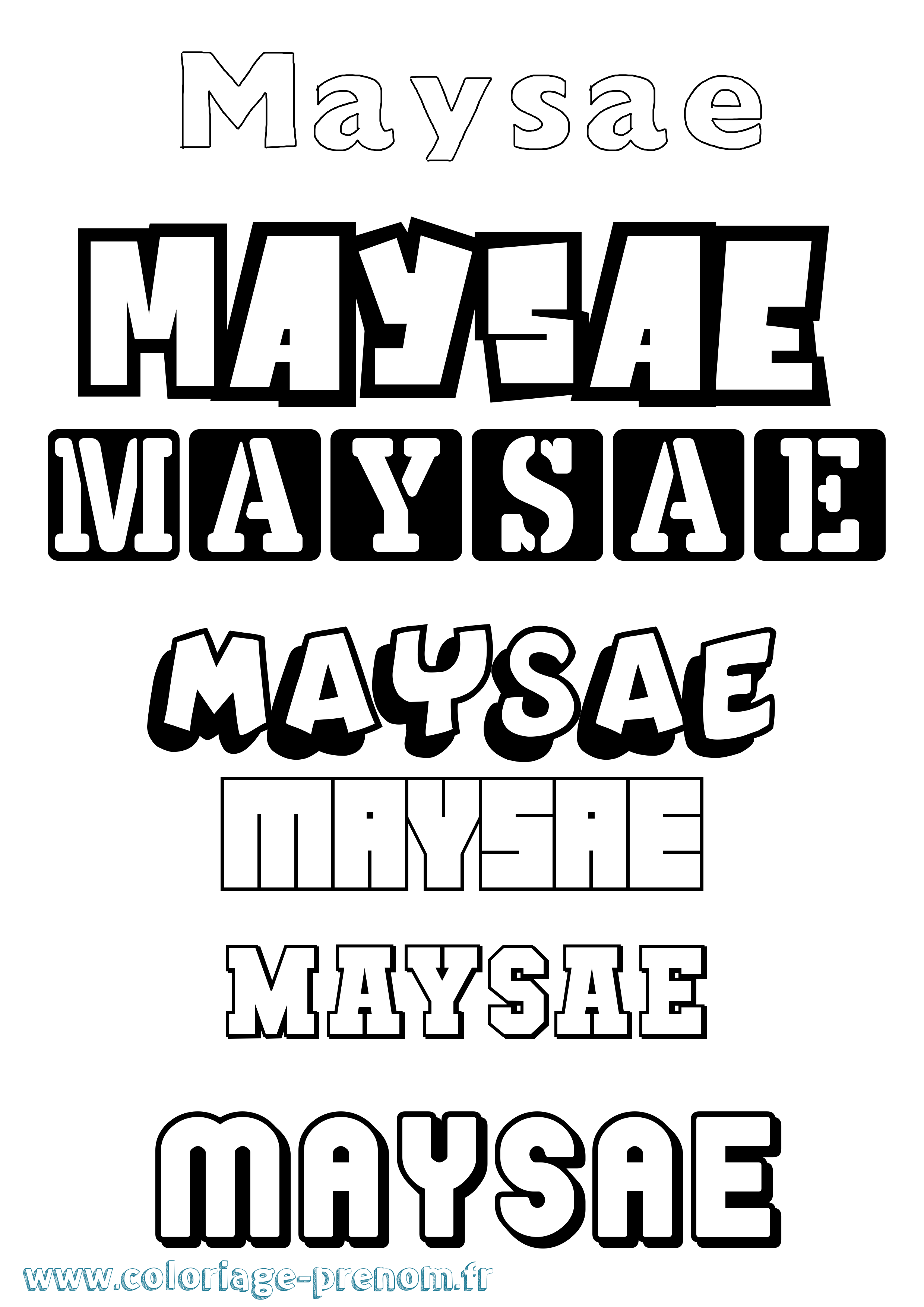 Coloriage prénom Maysae Simple
