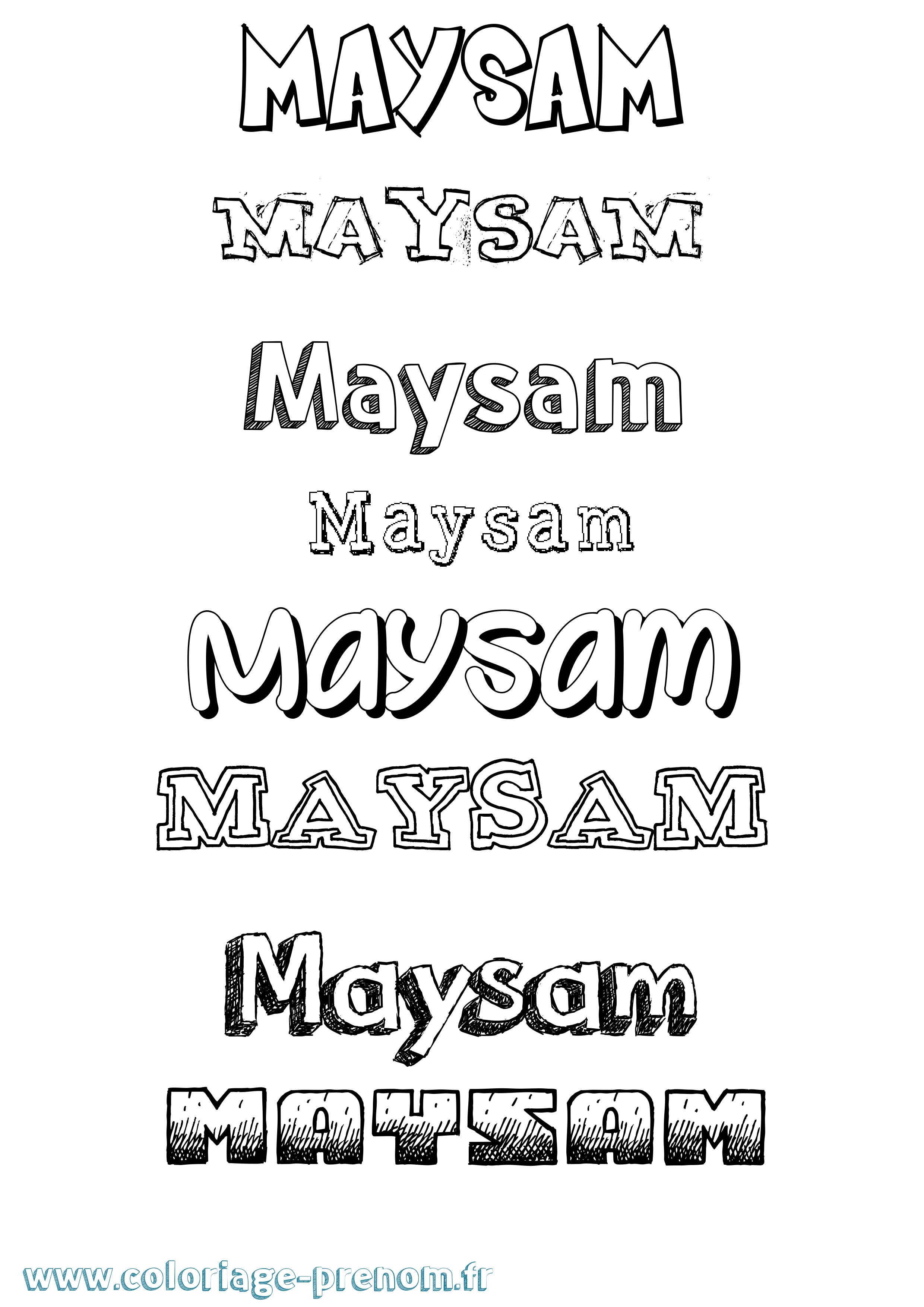 Coloriage prénom Maysam Dessiné