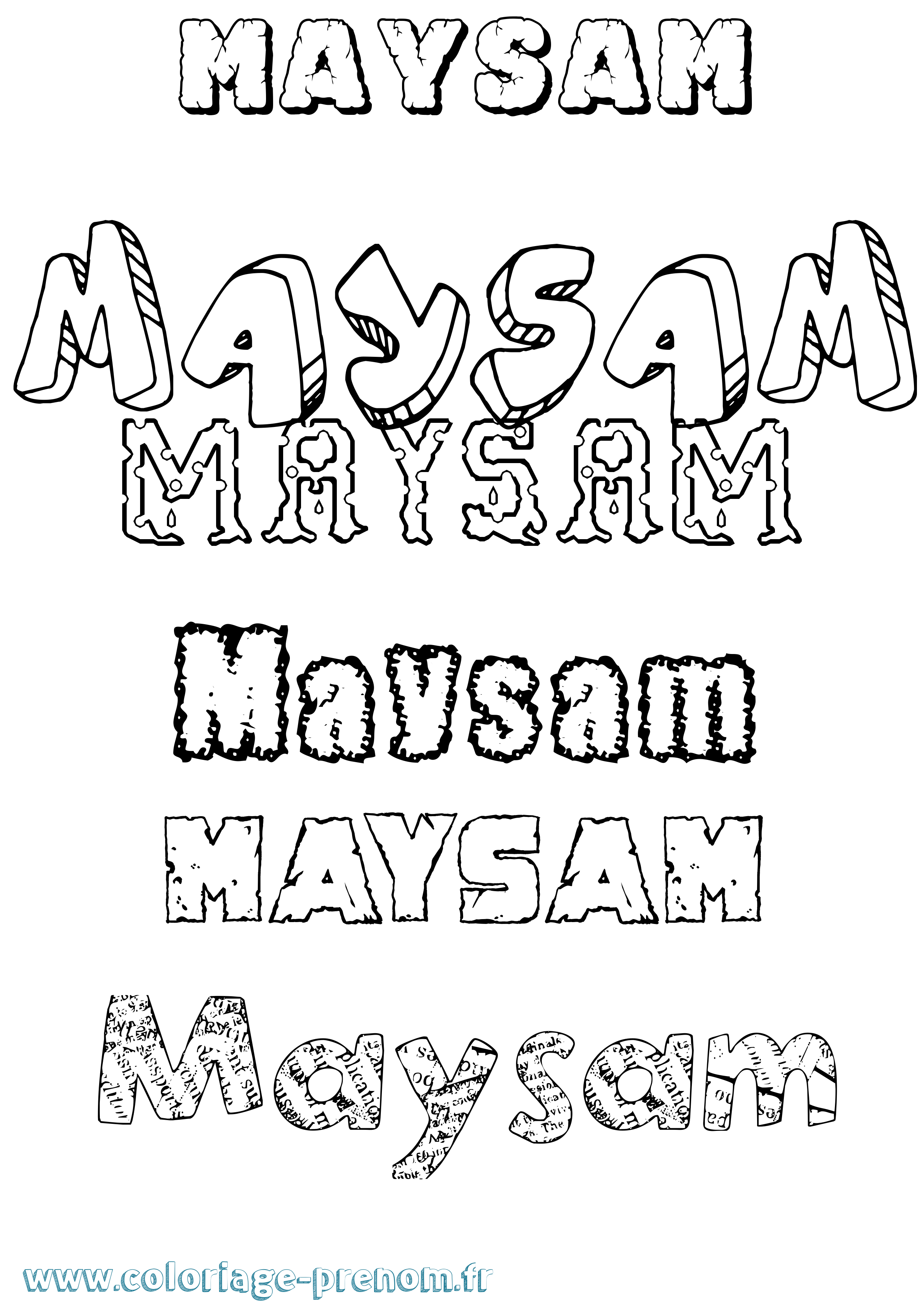 Coloriage prénom Maysam Destructuré