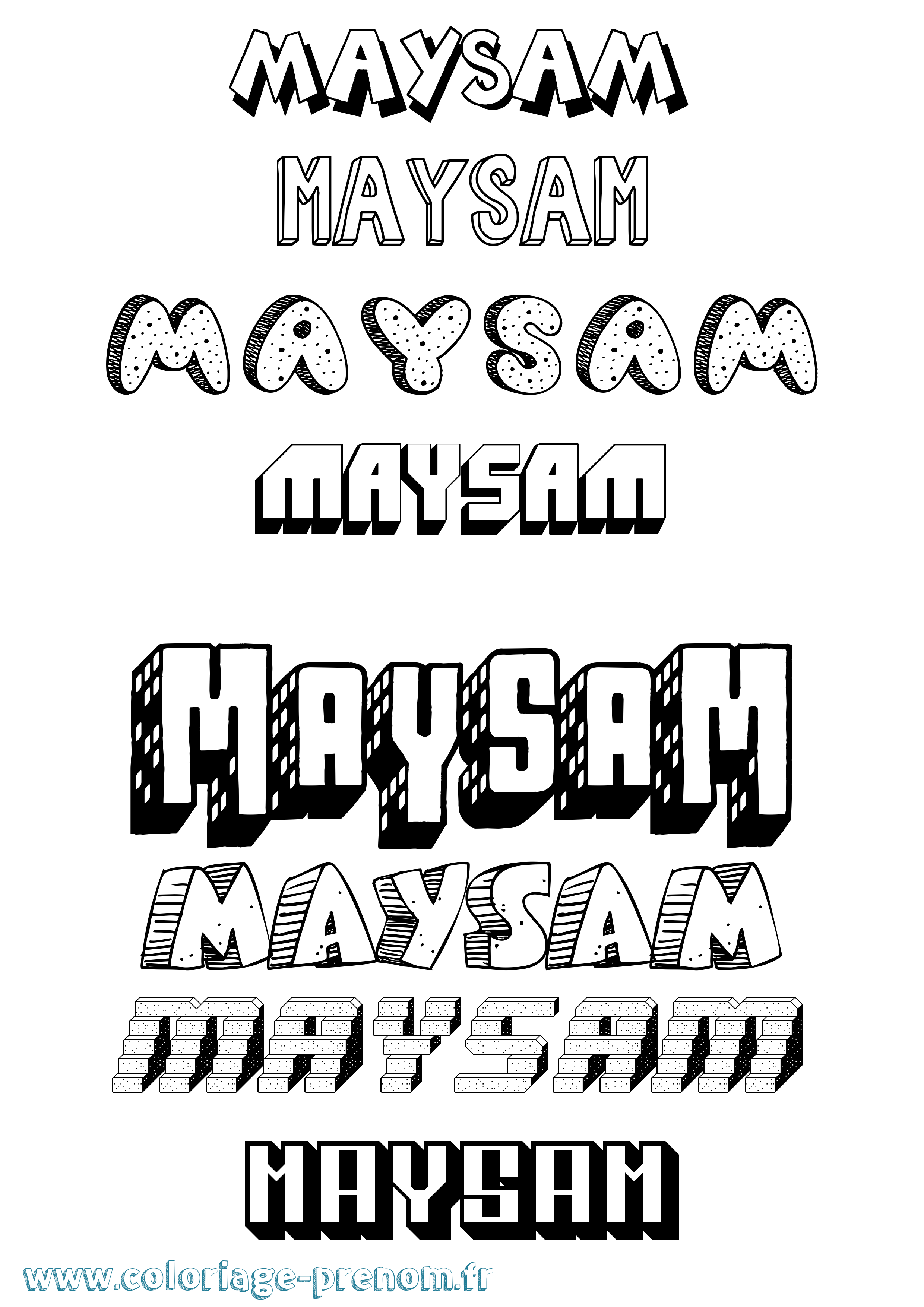 Coloriage prénom Maysam Effet 3D