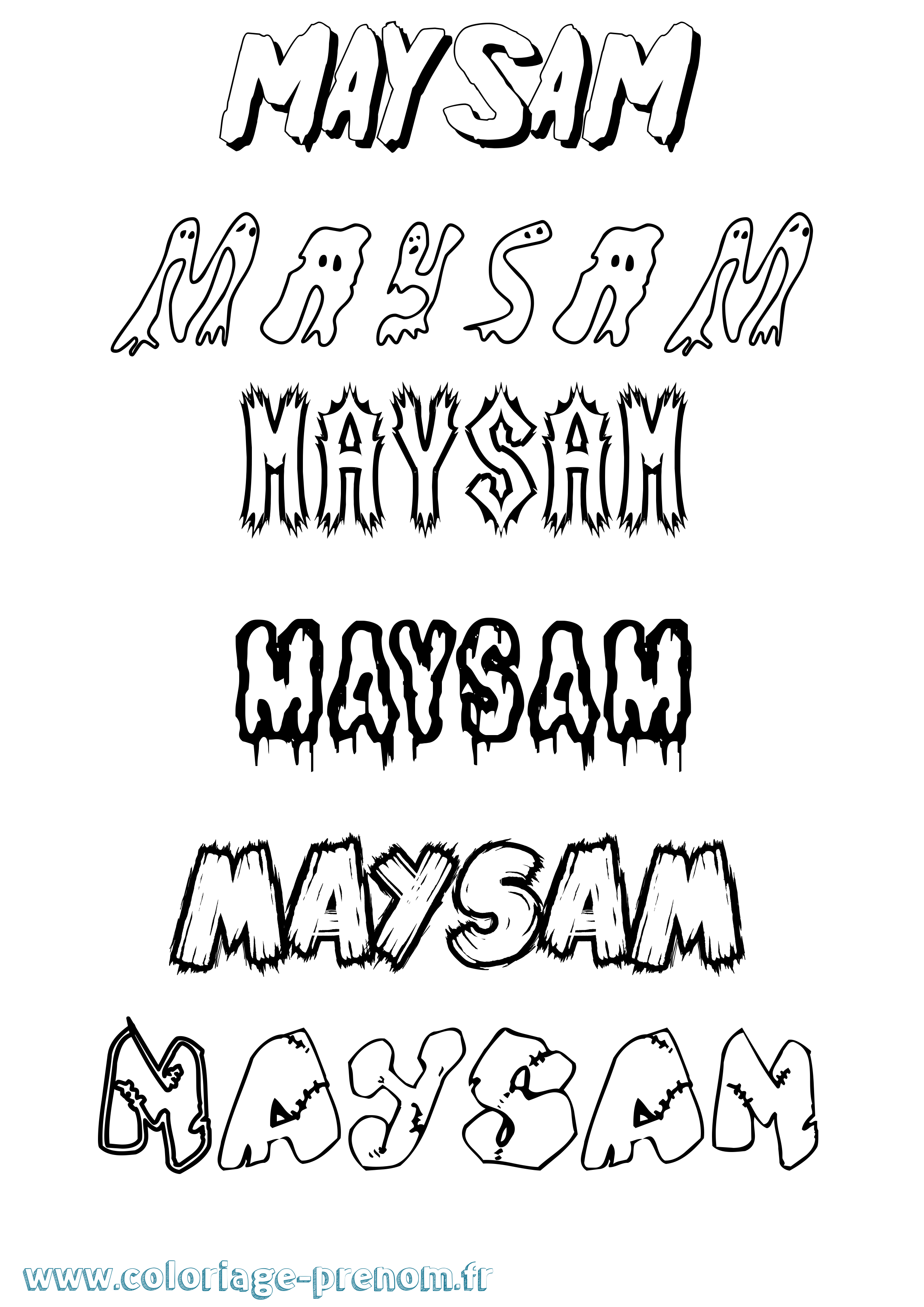 Coloriage prénom Maysam Frisson