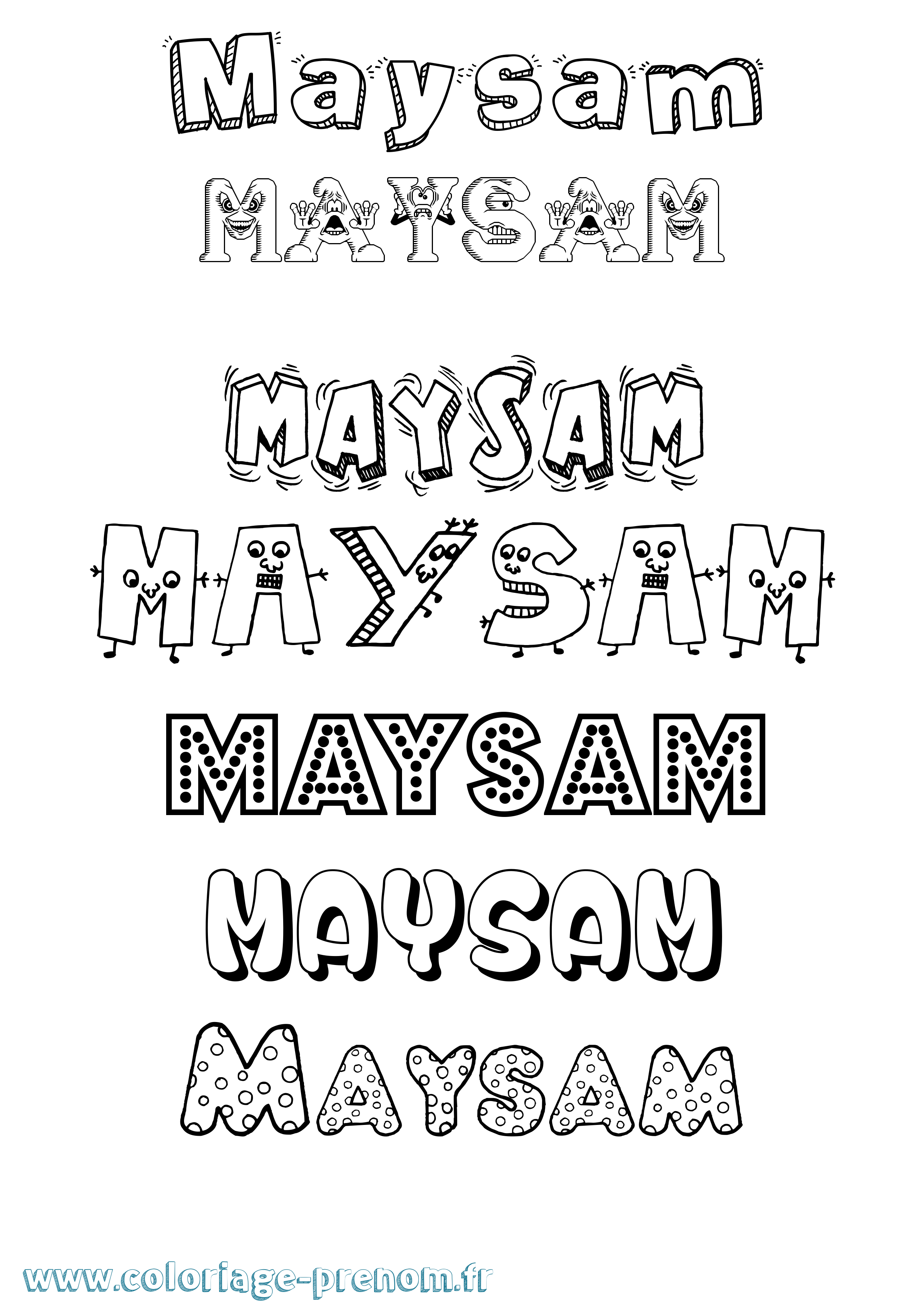 Coloriage prénom Maysam Fun
