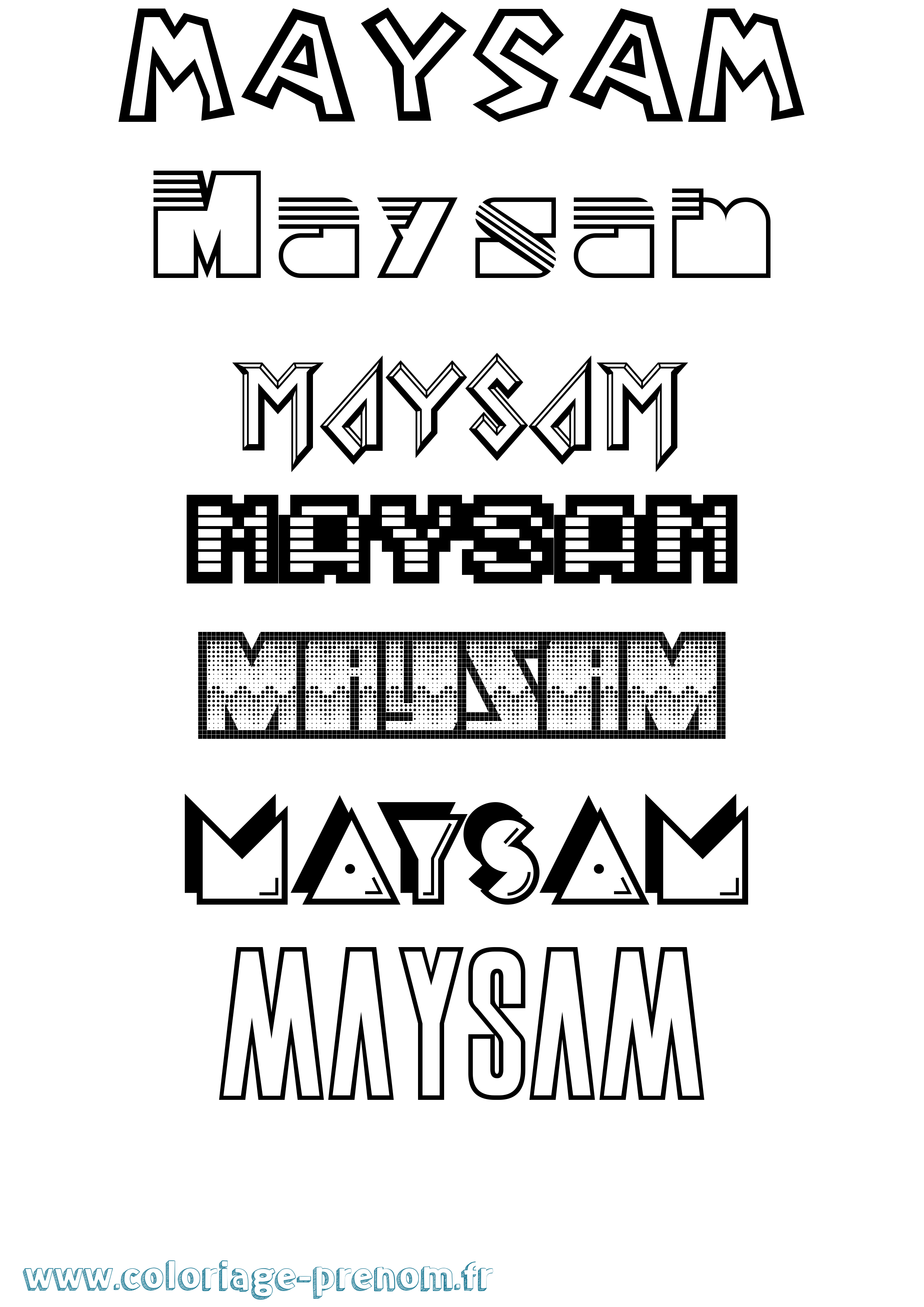 Coloriage prénom Maysam Jeux Vidéos
