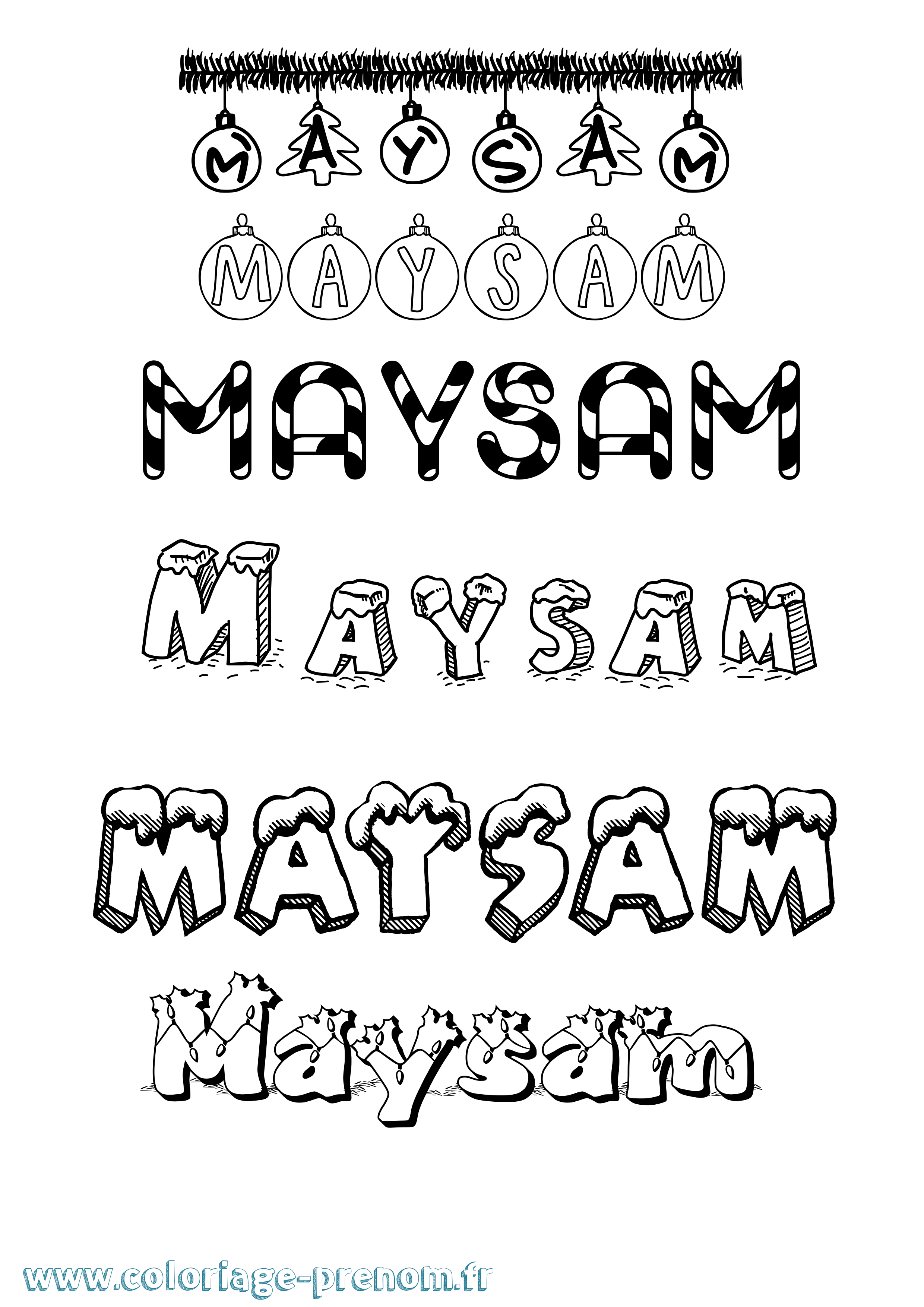 Coloriage prénom Maysam Noël