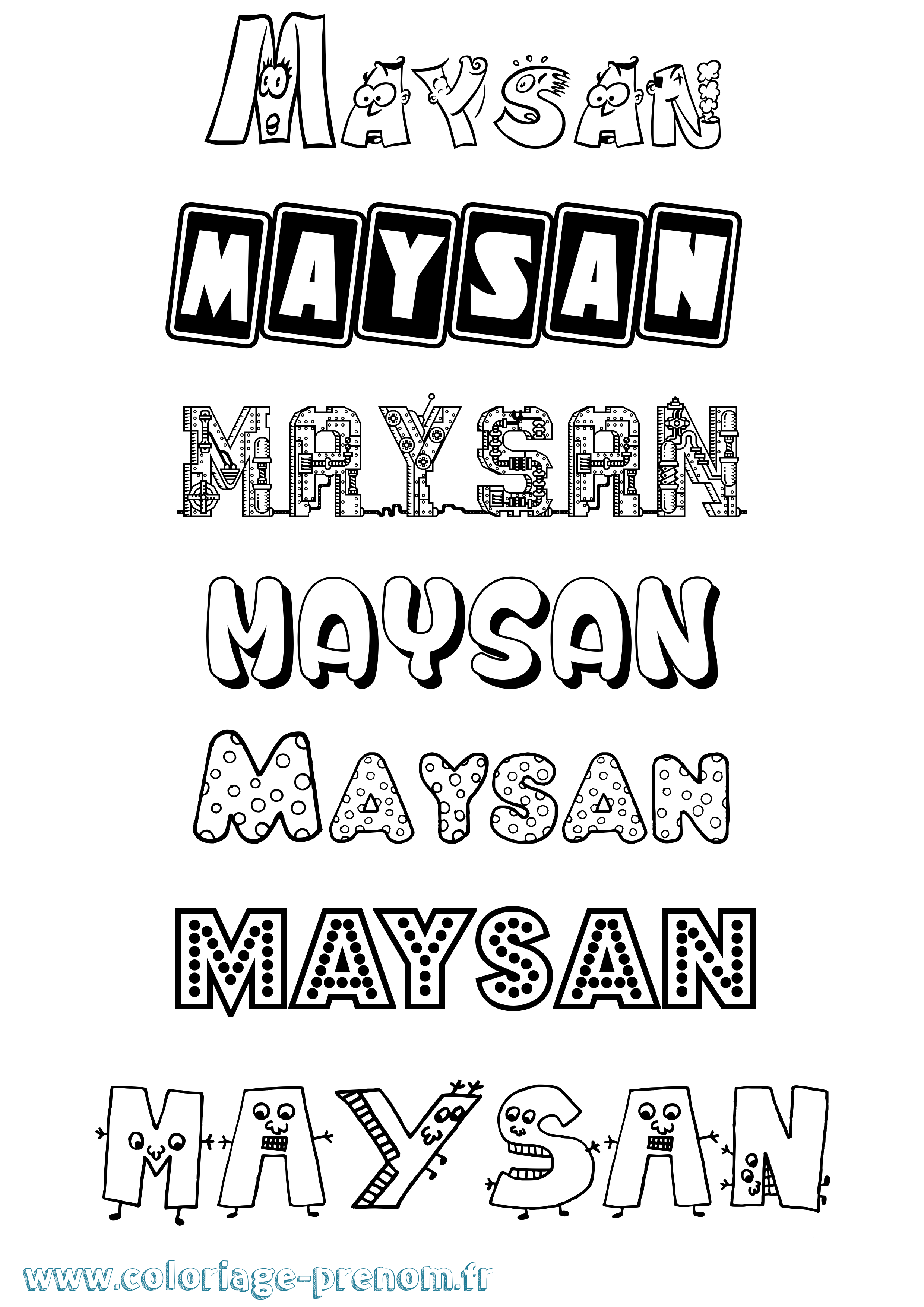 Coloriage prénom Maysan Fun