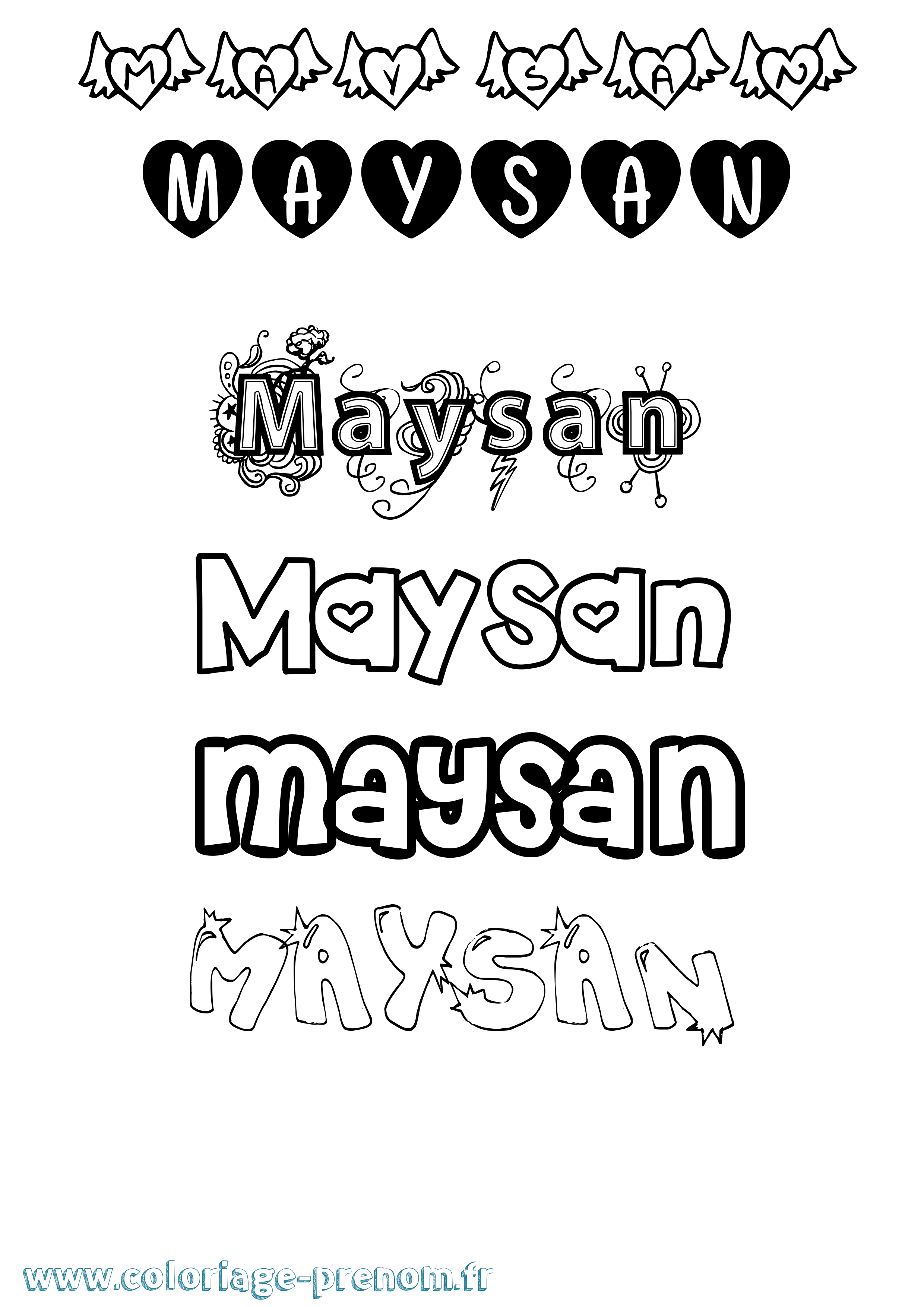 Coloriage prénom Maysan Girly