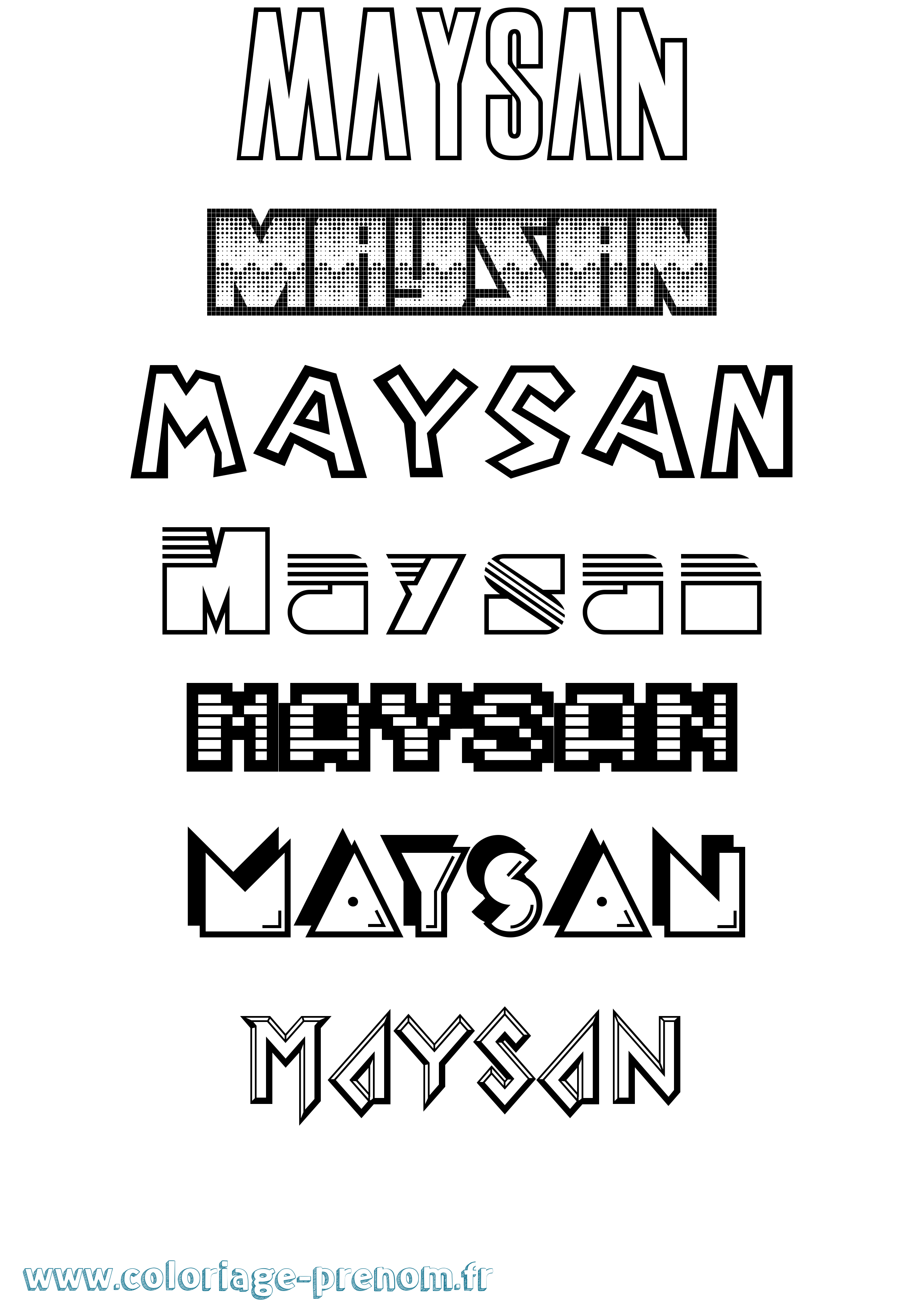 Coloriage prénom Maysan Jeux Vidéos