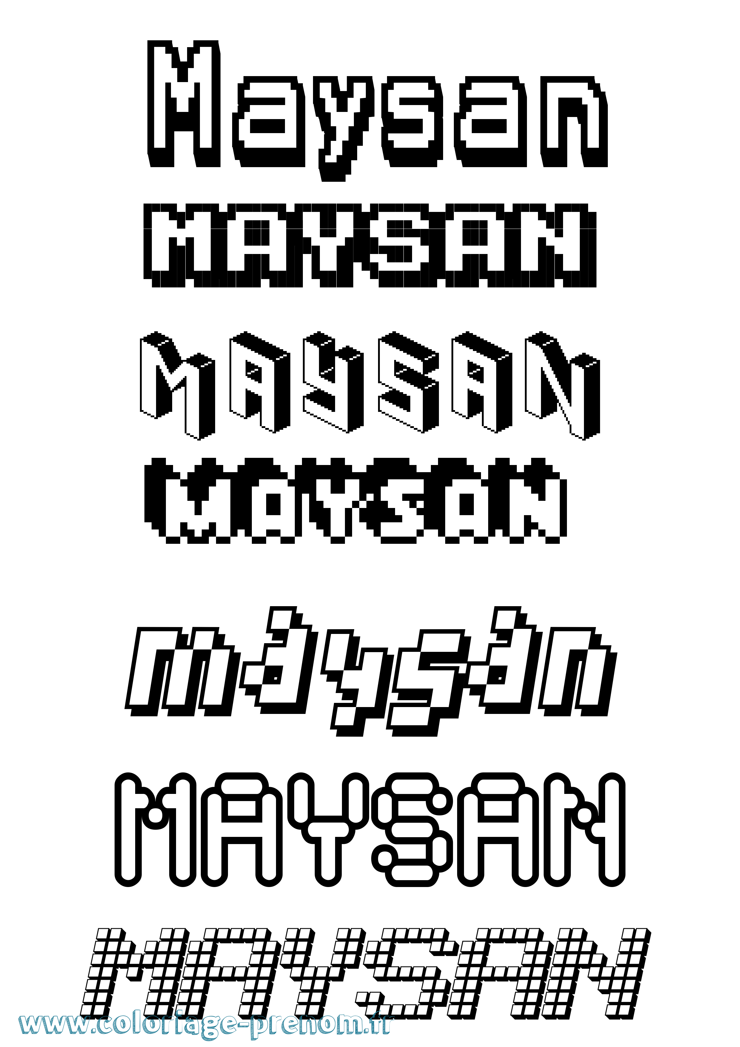 Coloriage prénom Maysan Pixel