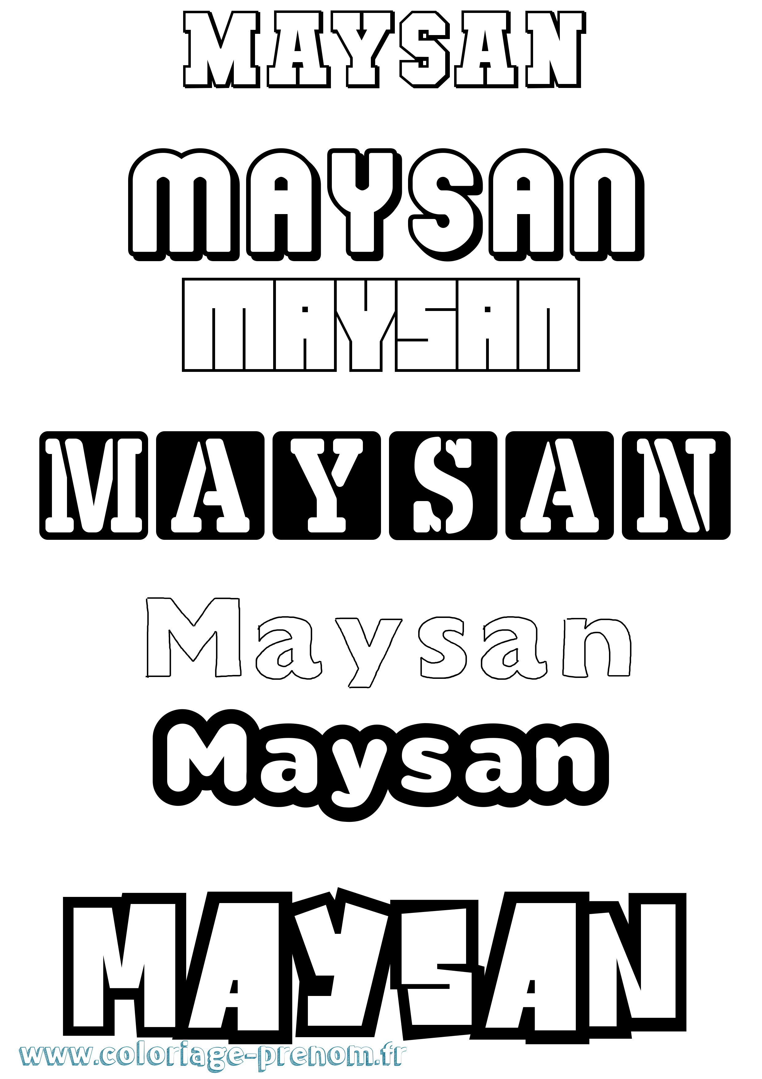 Coloriage prénom Maysan Simple