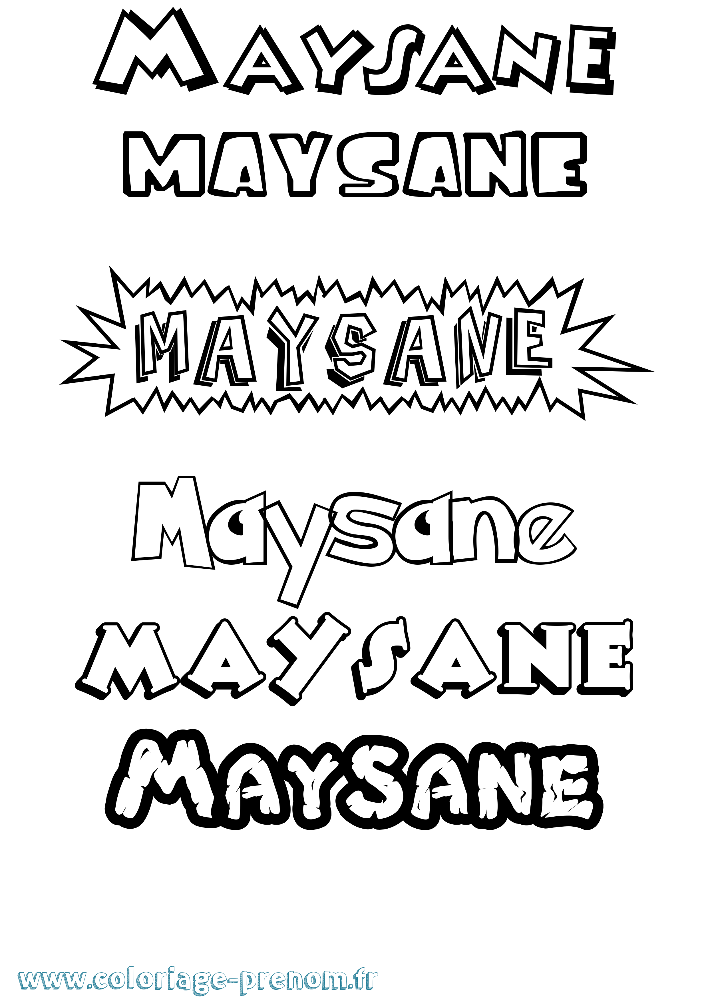 Coloriage prénom Maysane Dessin Animé