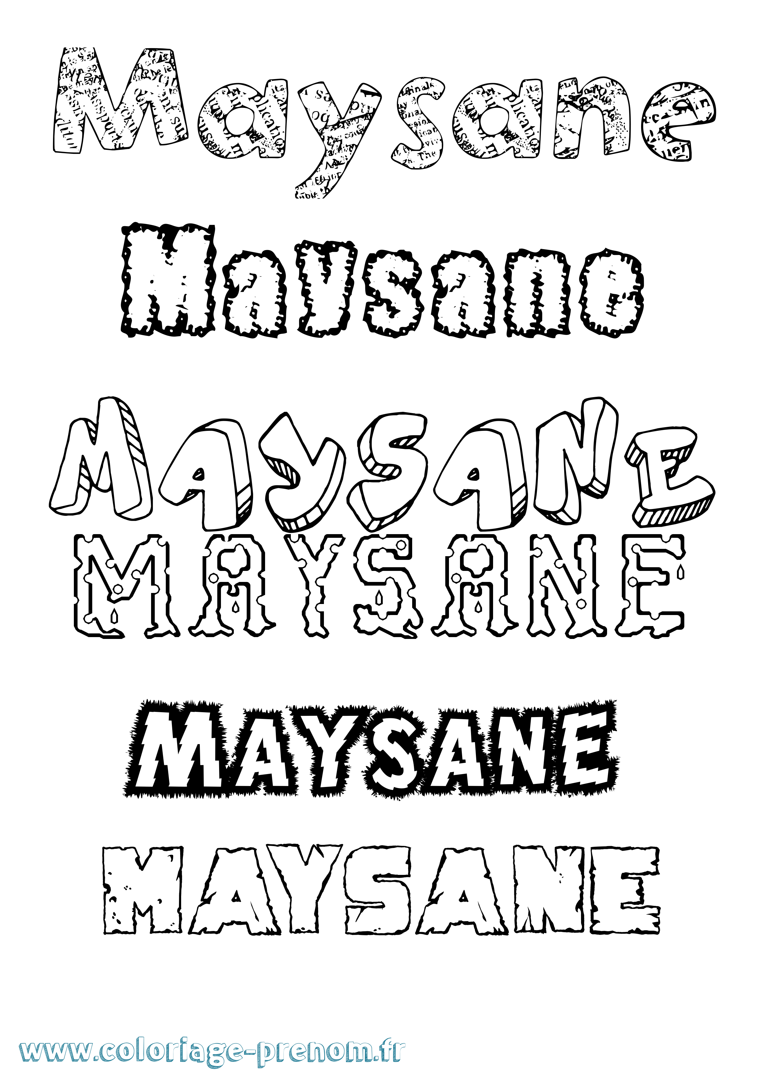 Coloriage prénom Maysane Destructuré