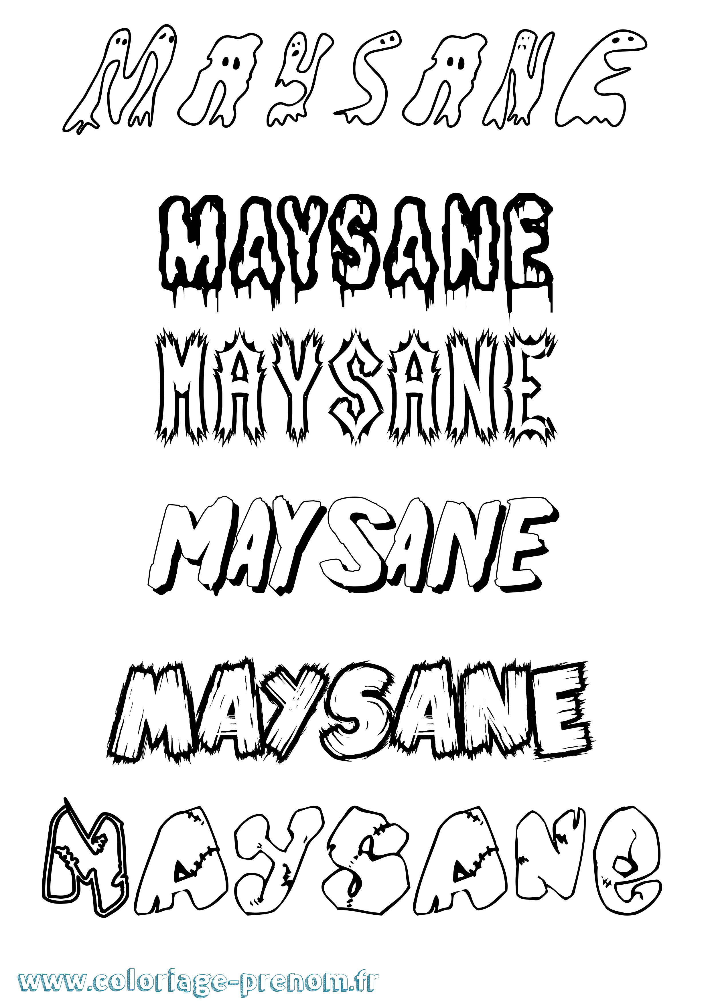 Coloriage prénom Maysane Frisson