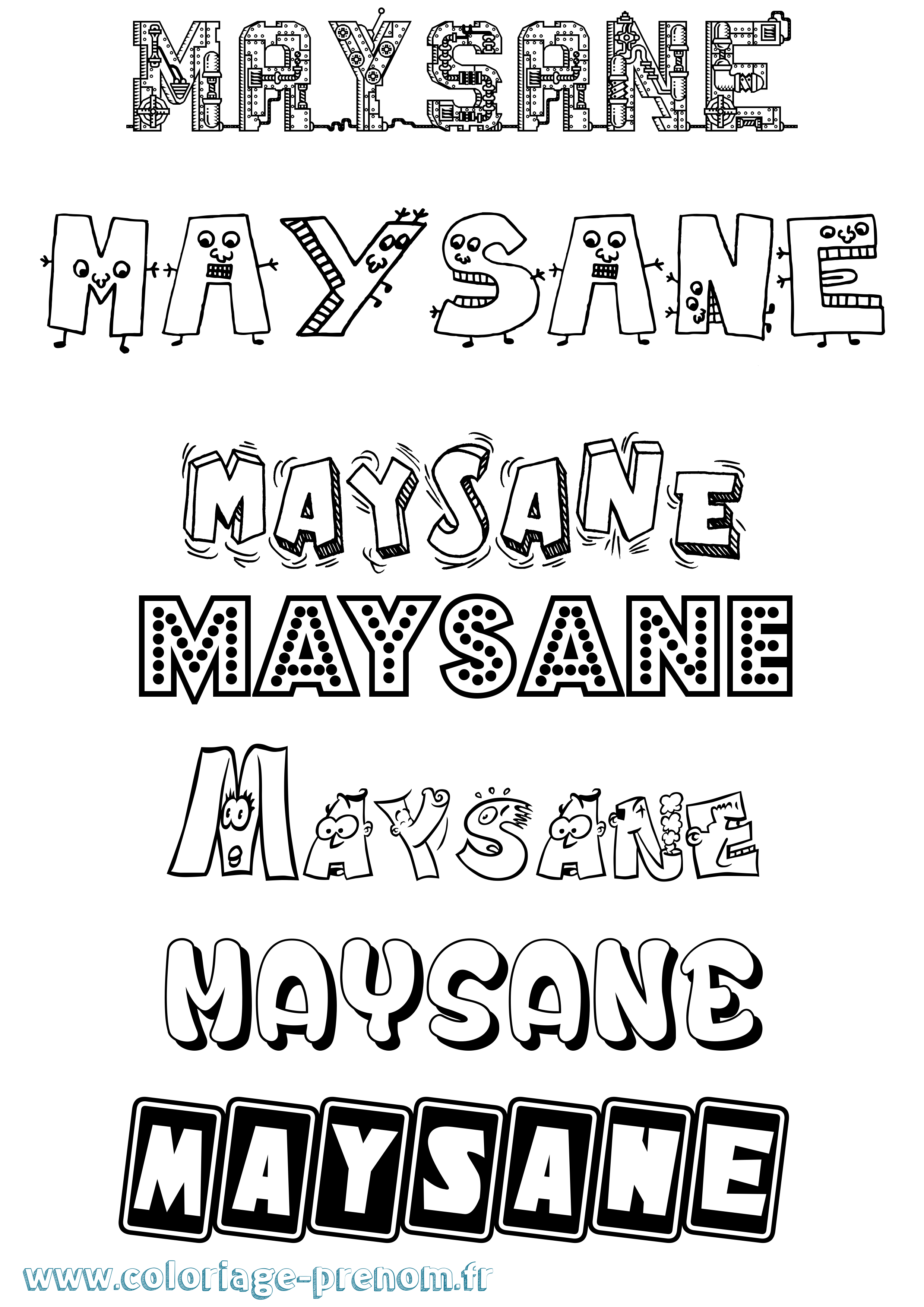Coloriage prénom Maysane Fun