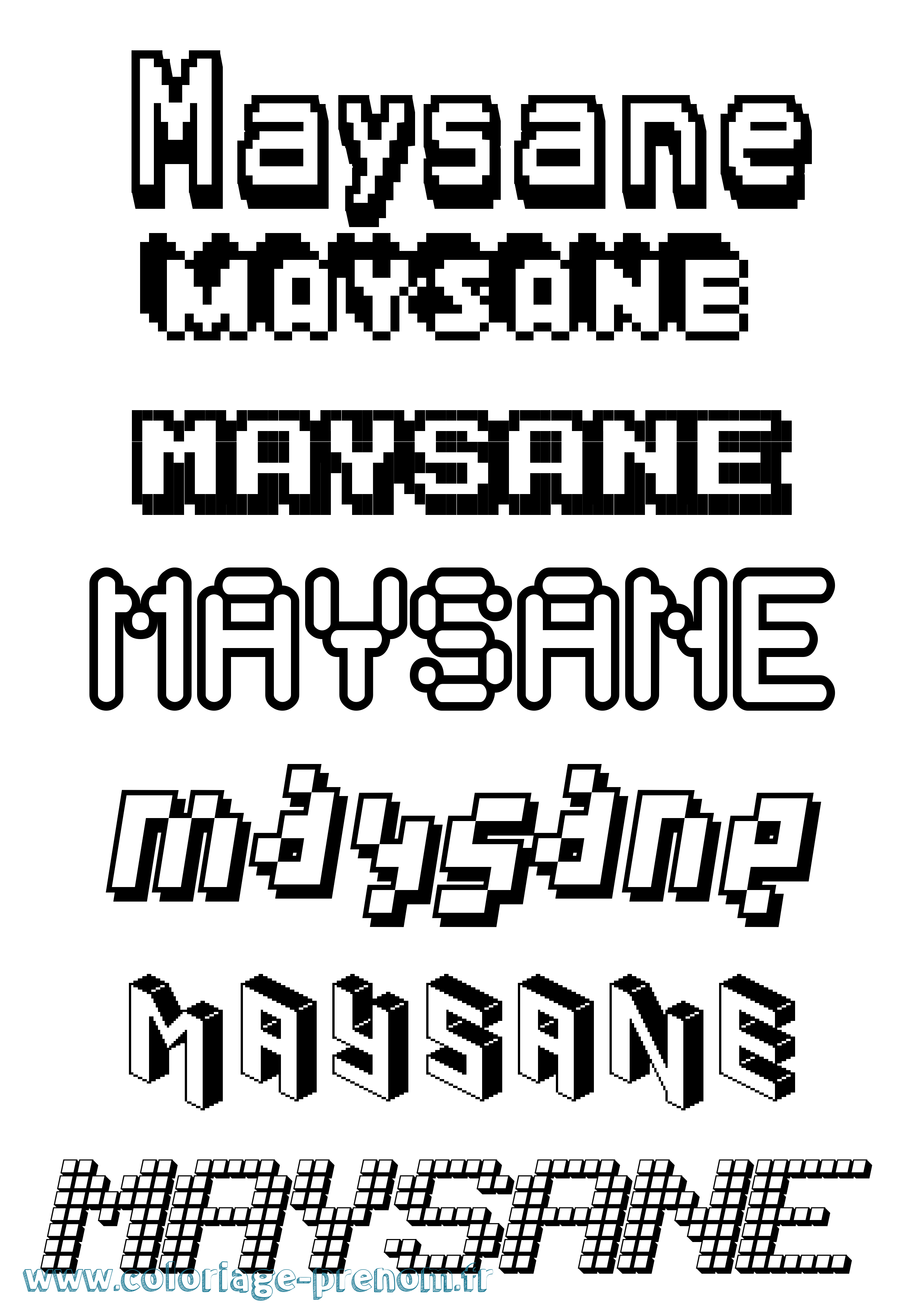 Coloriage prénom Maysane Pixel