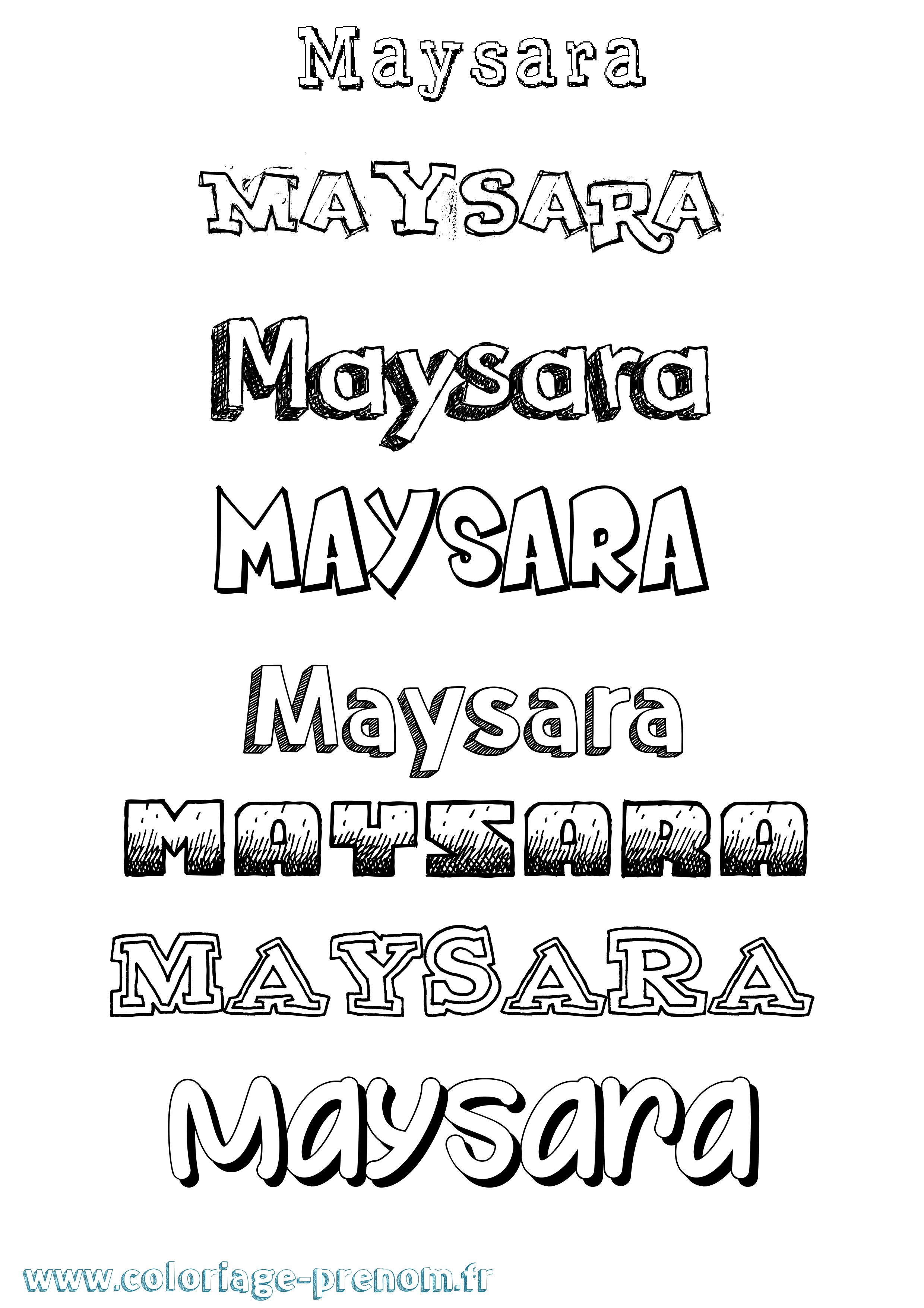 Coloriage prénom Maysara Dessiné