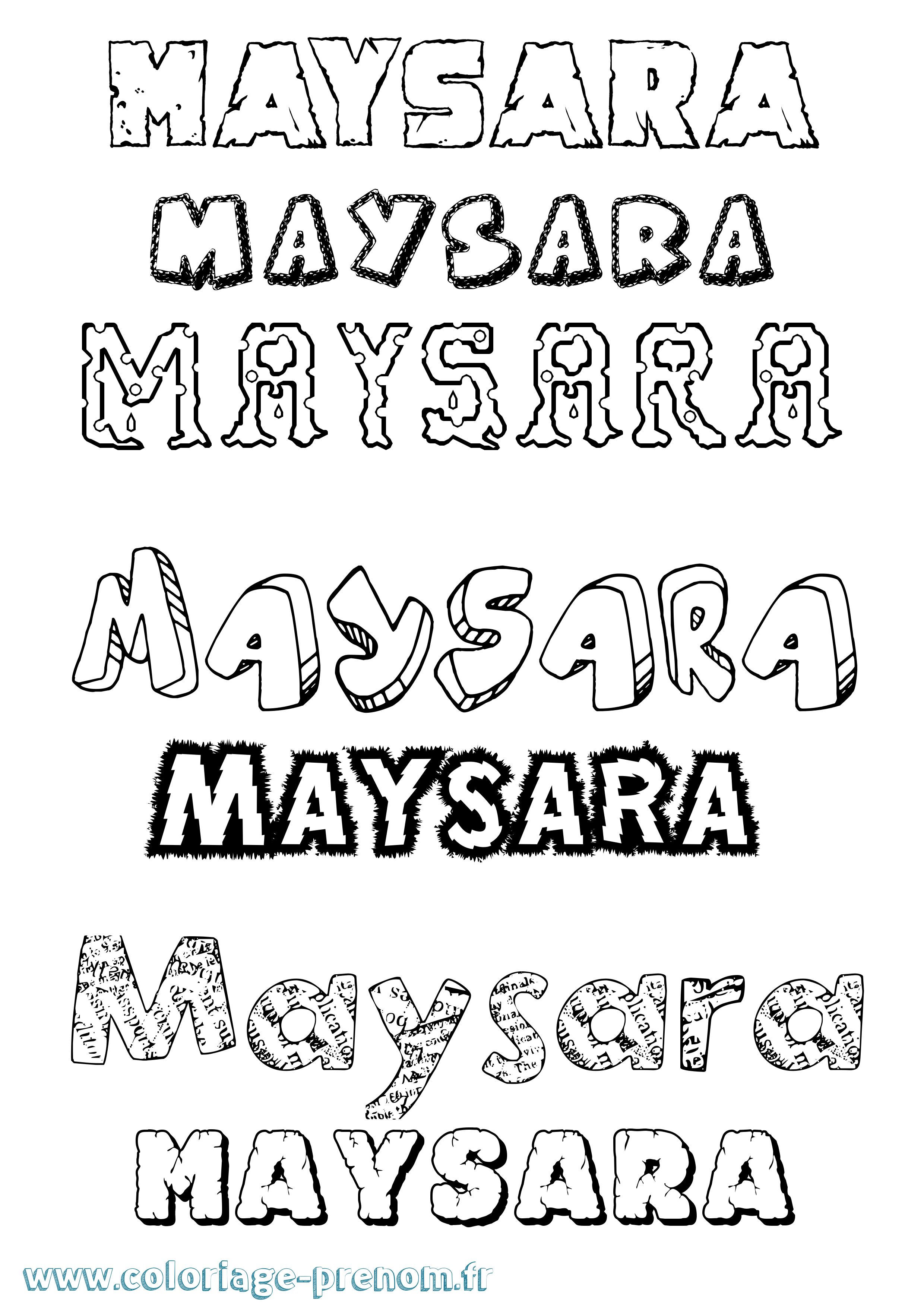 Coloriage prénom Maysara Destructuré
