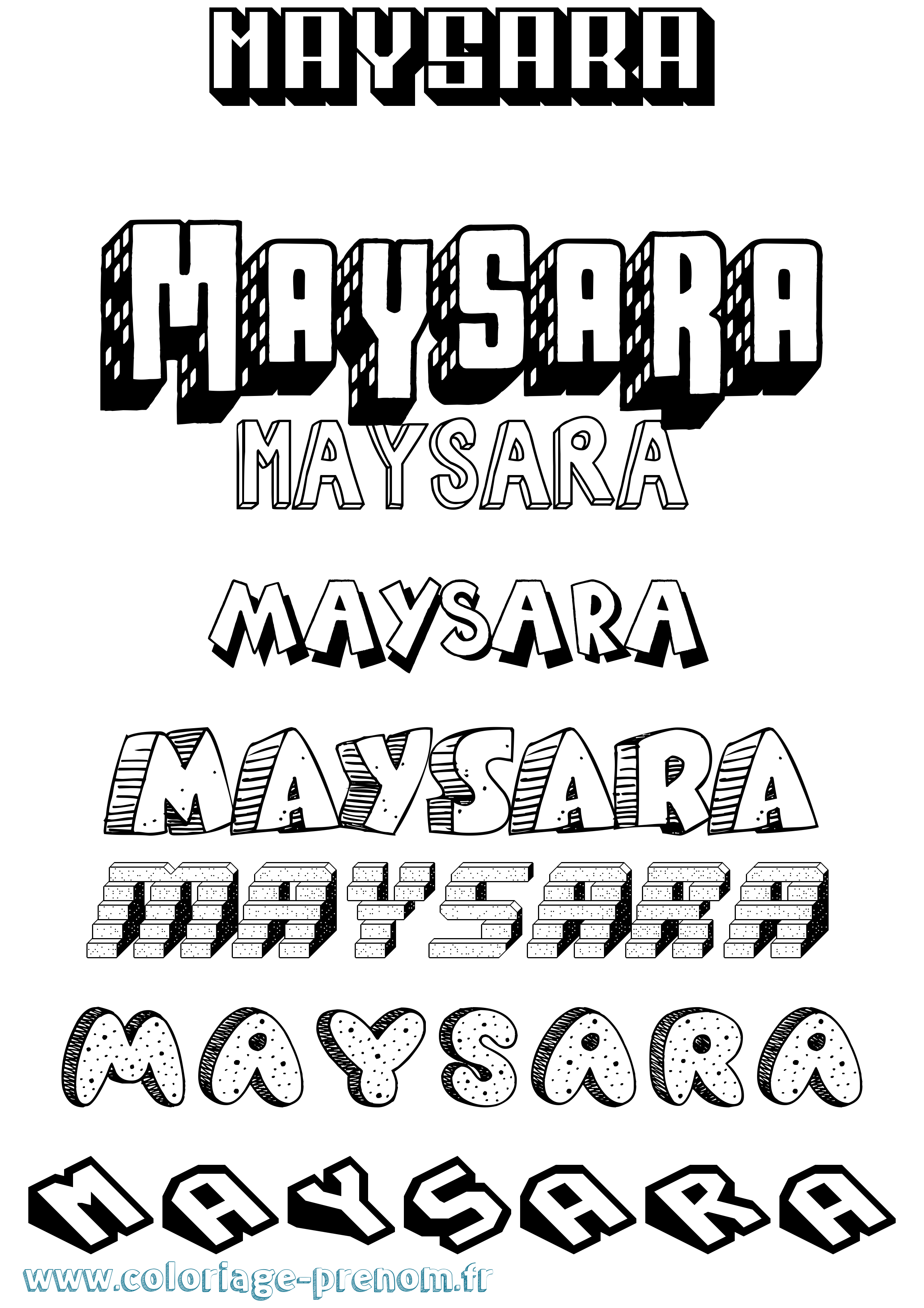 Coloriage prénom Maysara Effet 3D