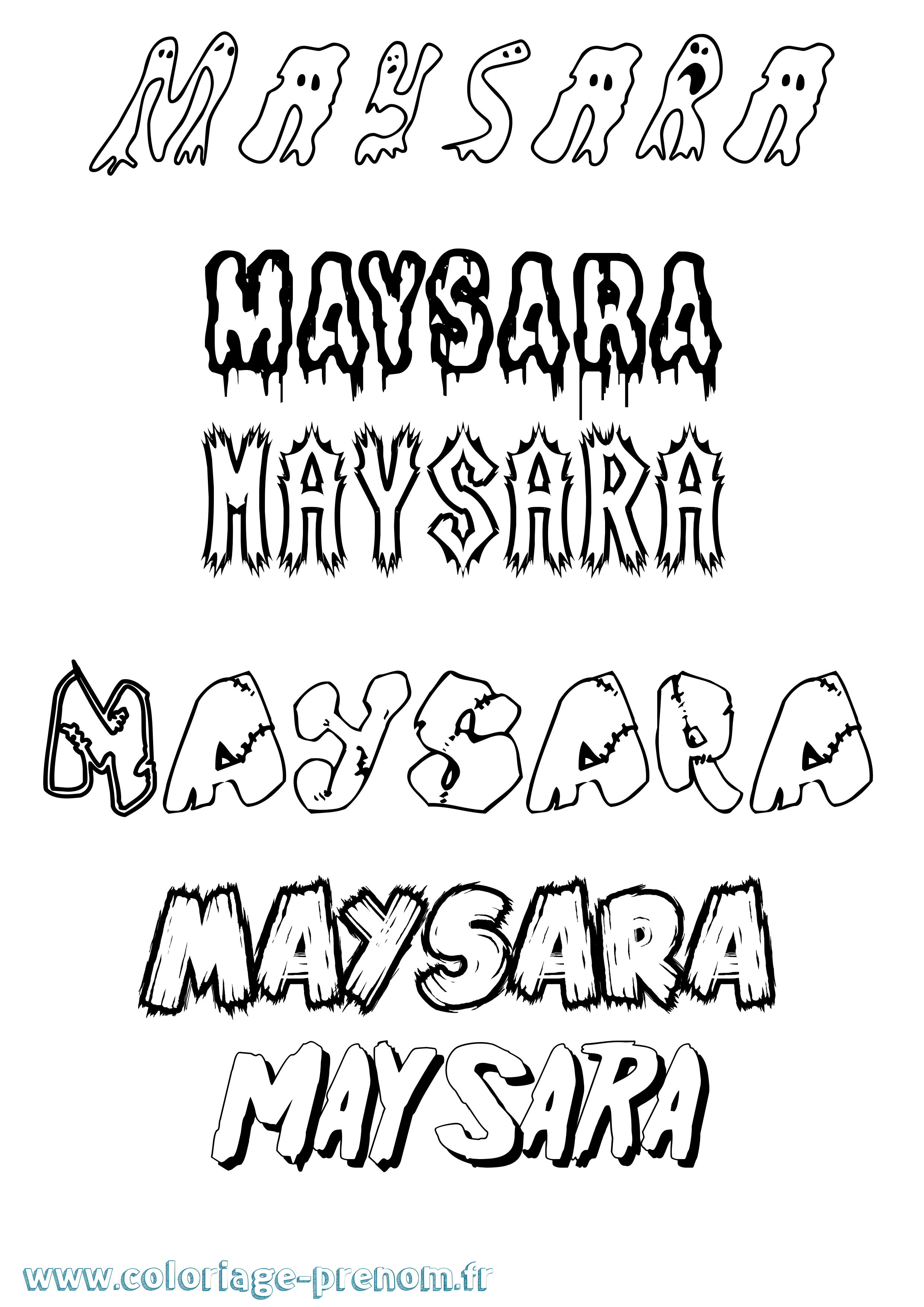Coloriage prénom Maysara Frisson