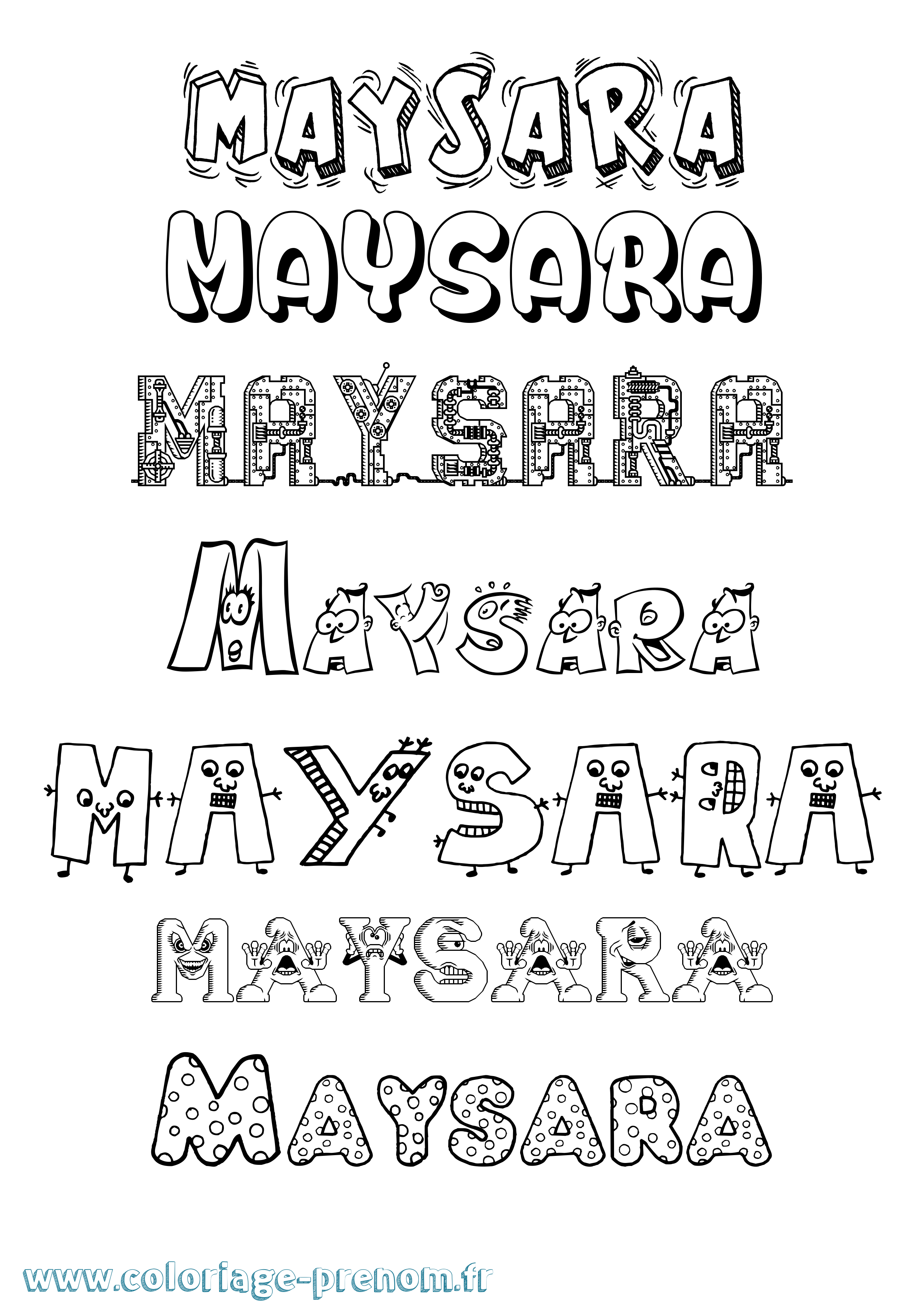 Coloriage prénom Maysara Fun