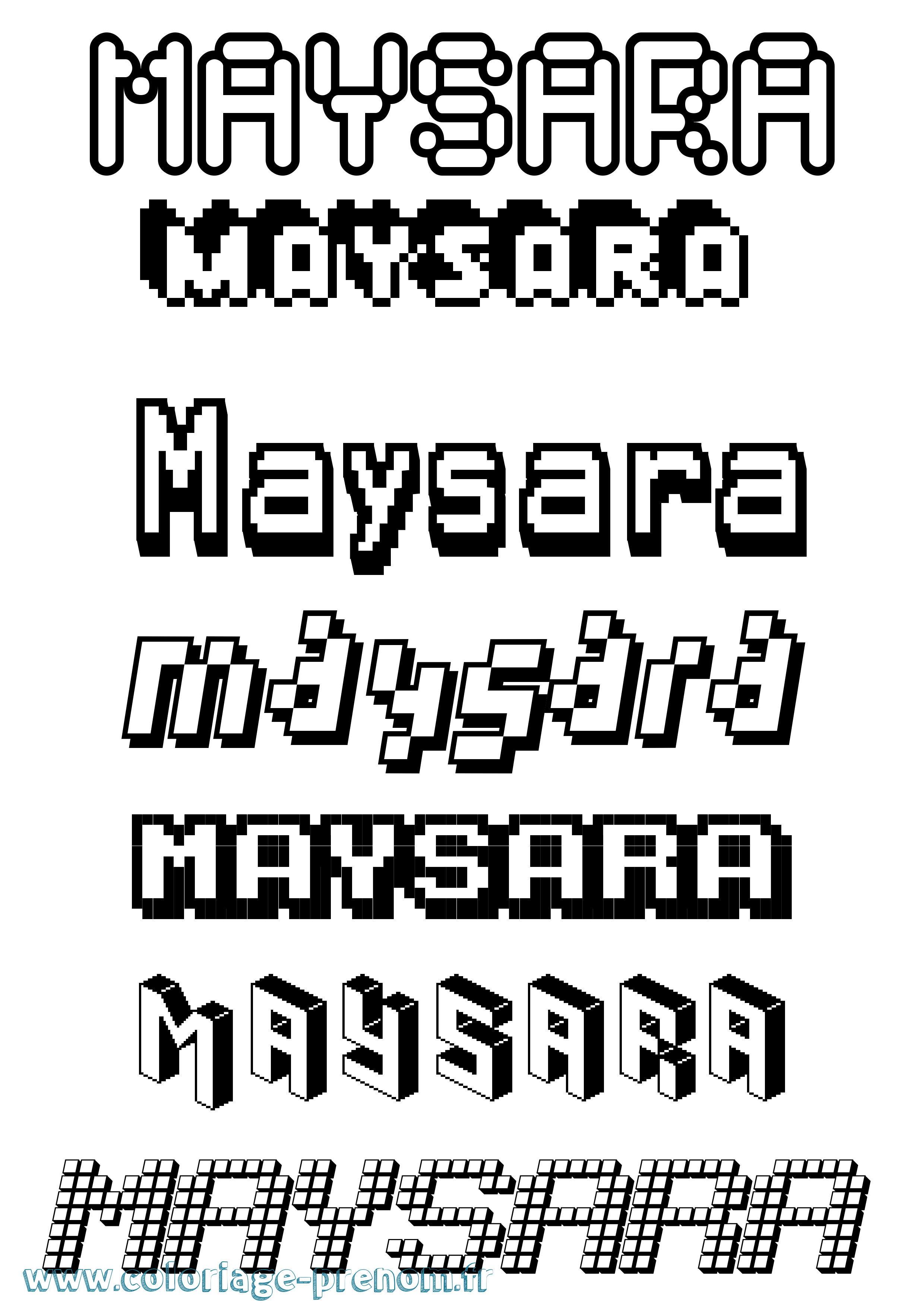 Coloriage prénom Maysara Pixel